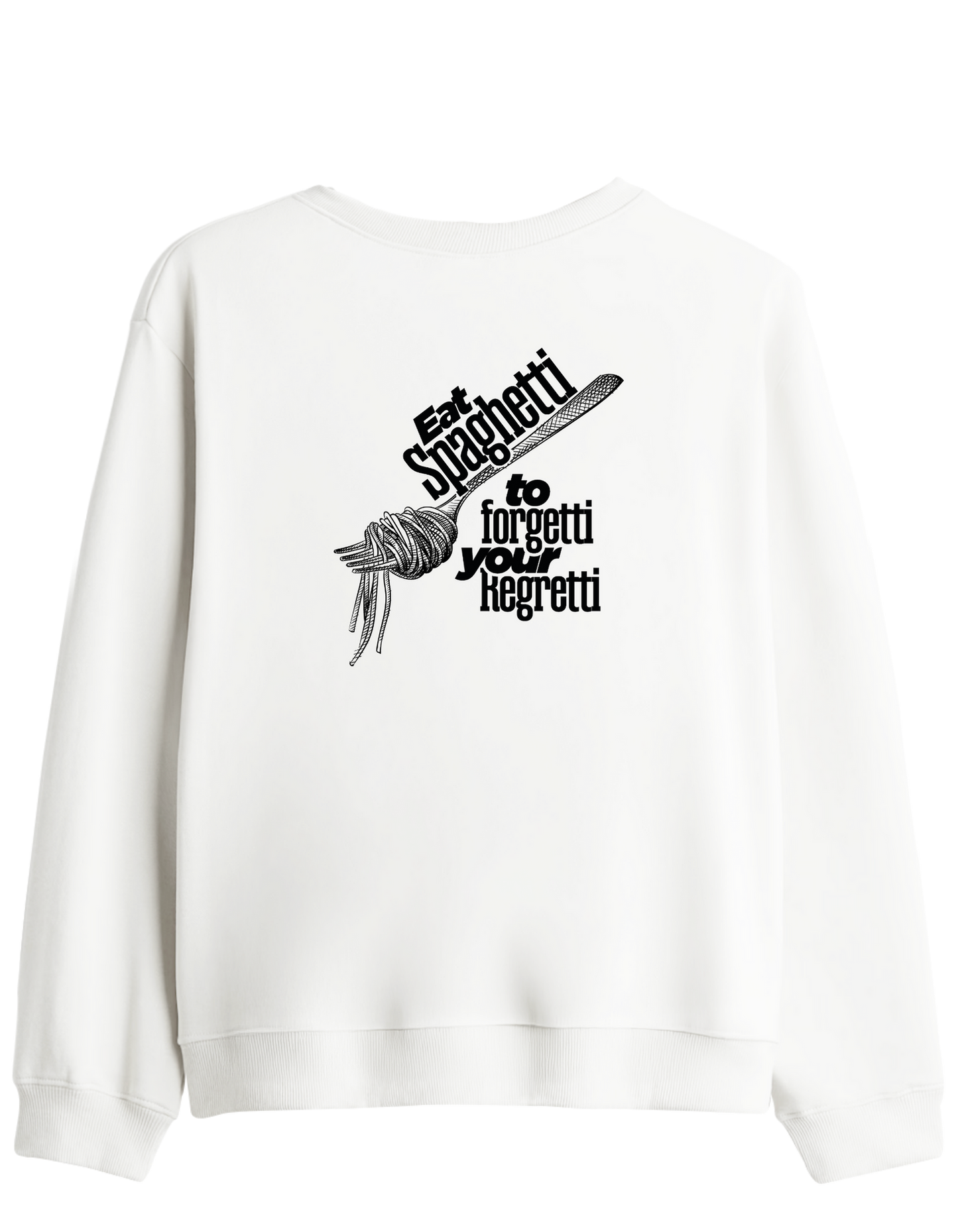 Spaghetti Baskılı Bisiklet Yaka Sweatshirt