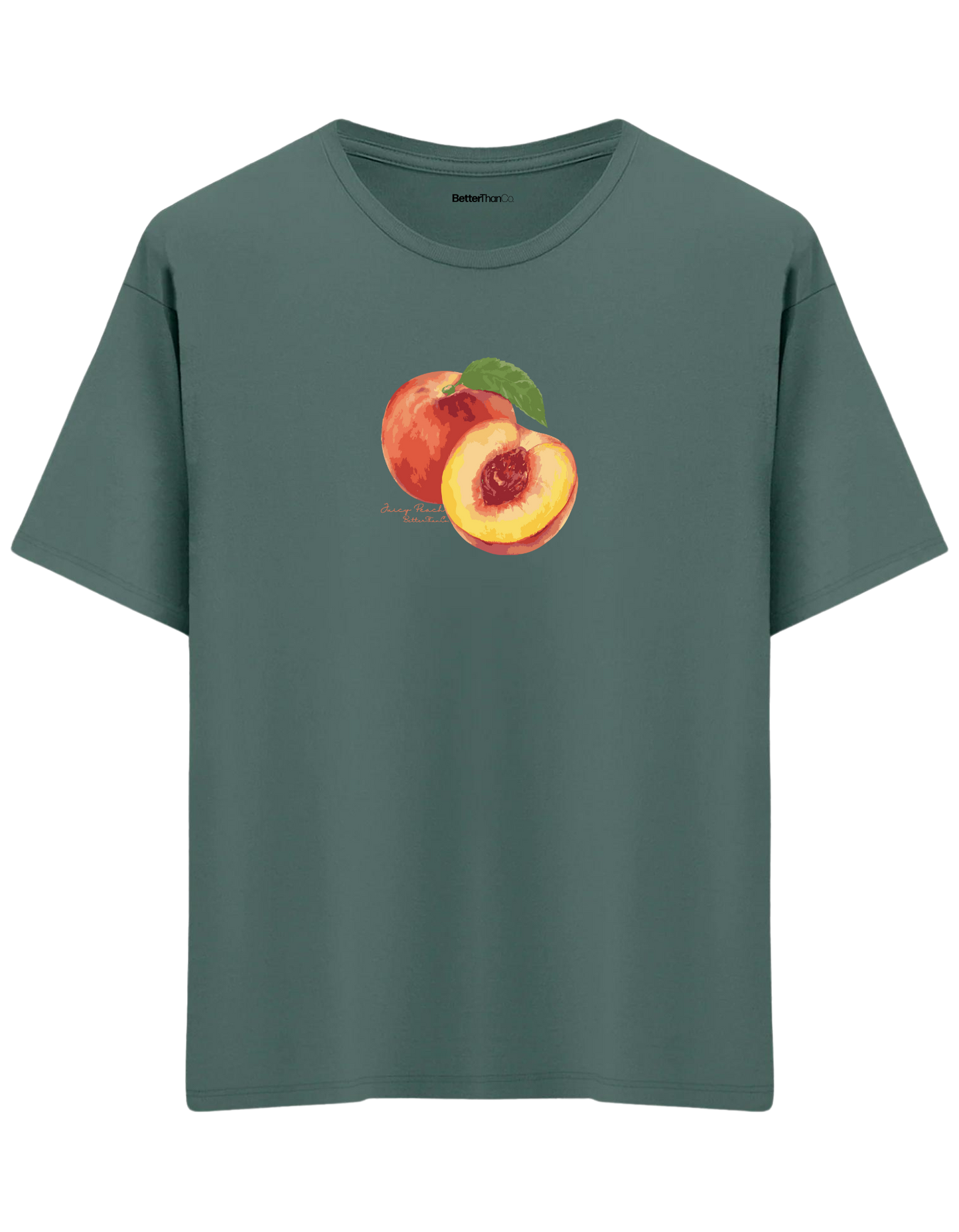Peach Baskılı Bisiklet Yaka Oversize T-shirt