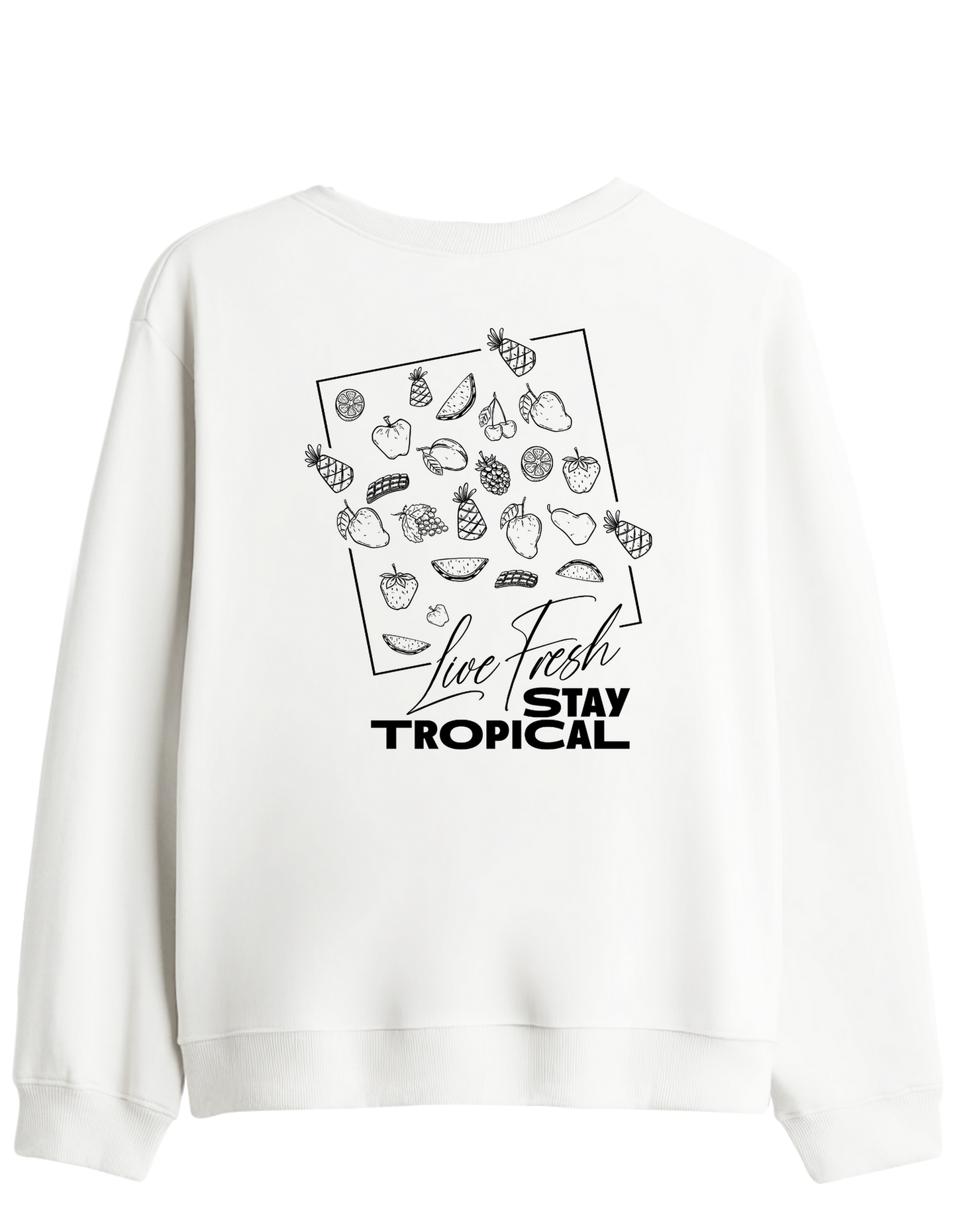 Tropical Baskılı Bisiklet Yaka Sweatshirt