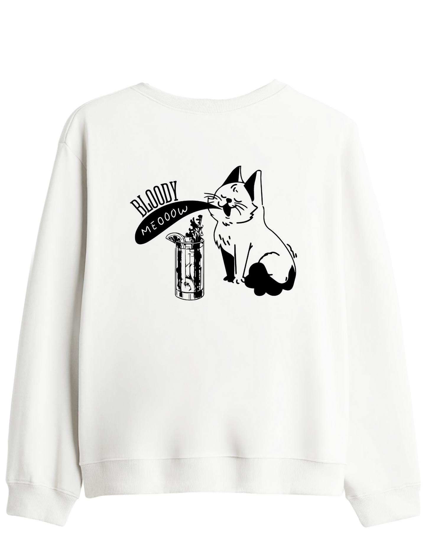 Bloody Meow Baskılı Bisiklet Yaka Sweatshirt