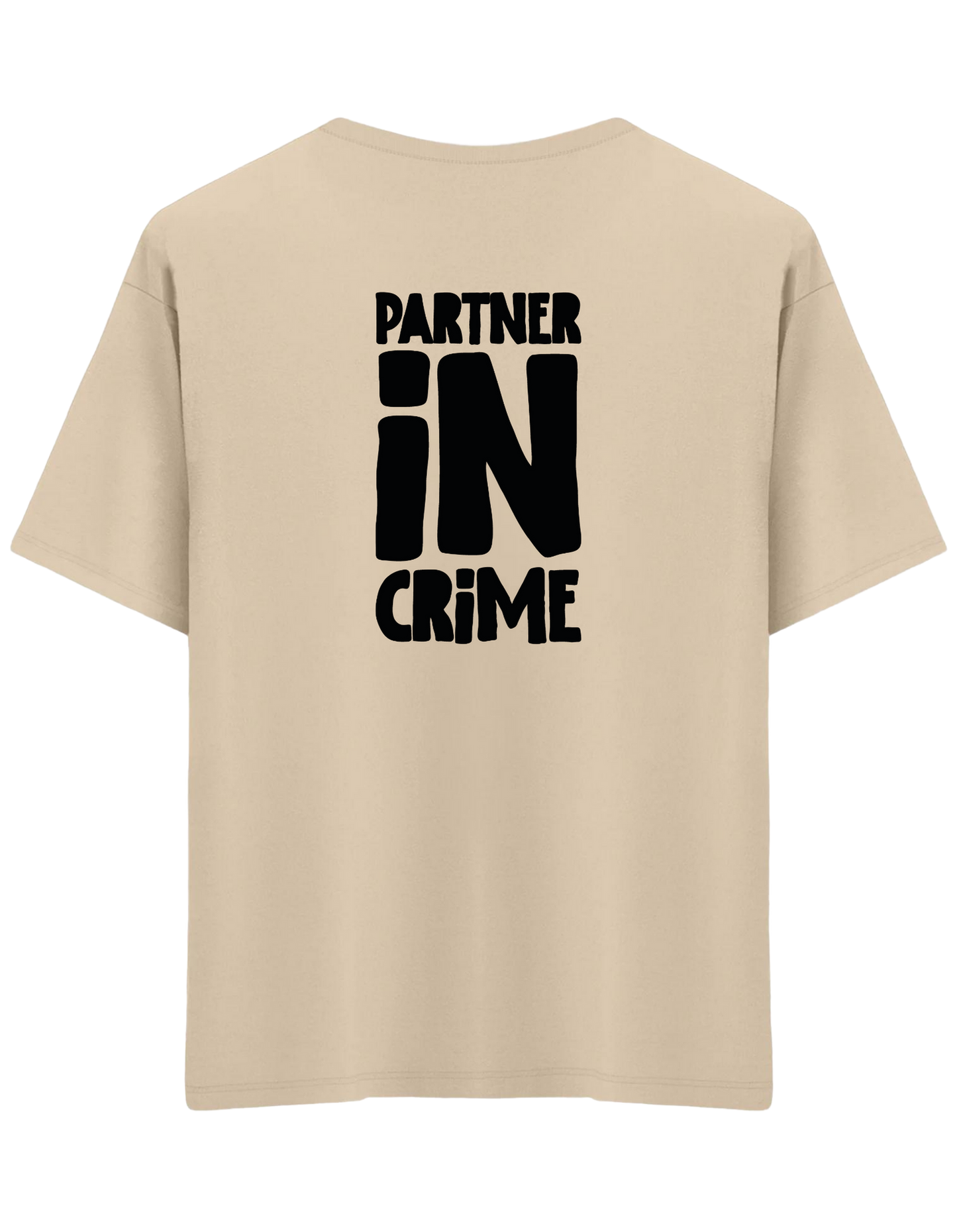 Partner in Crime Baskılı Bisiklet Yaka Oversize T-shirt