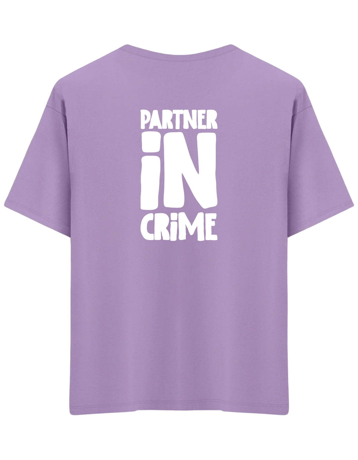 Partner in Crime Baskılı Bisiklet Yaka Oversize T-shirt