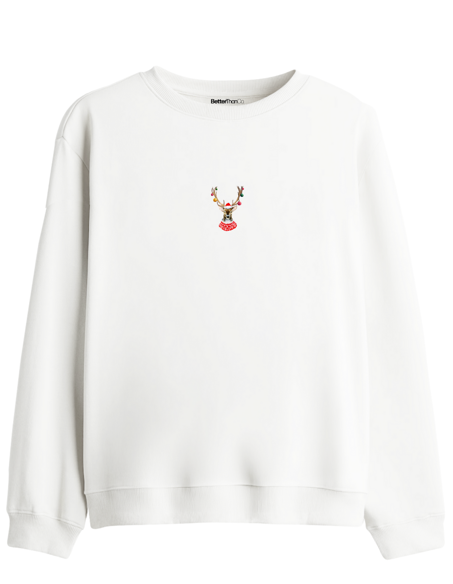 Reindeer Baskılı Bisiklet Yaka Sweatshirt