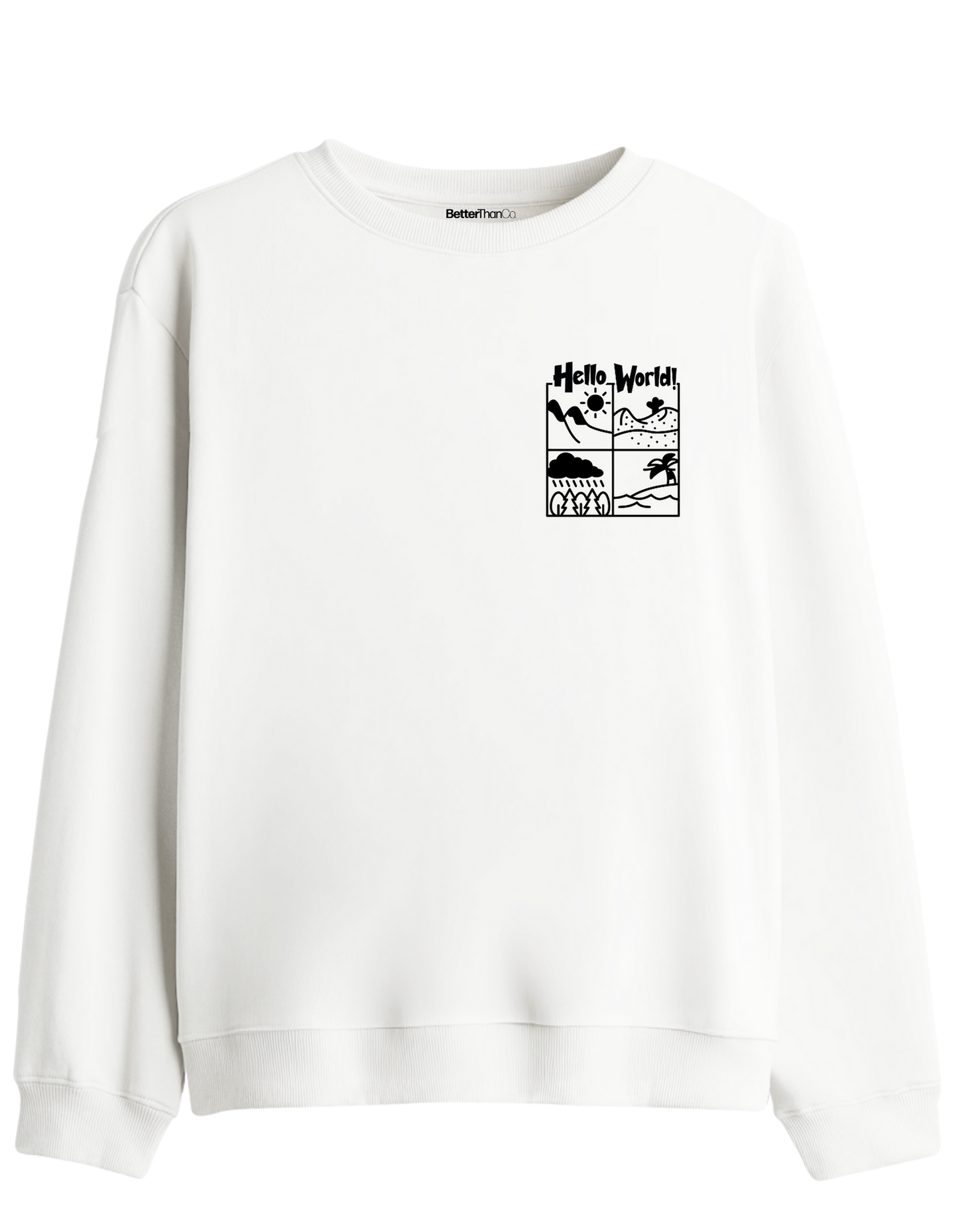 Hello World Baskılı Bisiklet Yaka Sweatshirt
