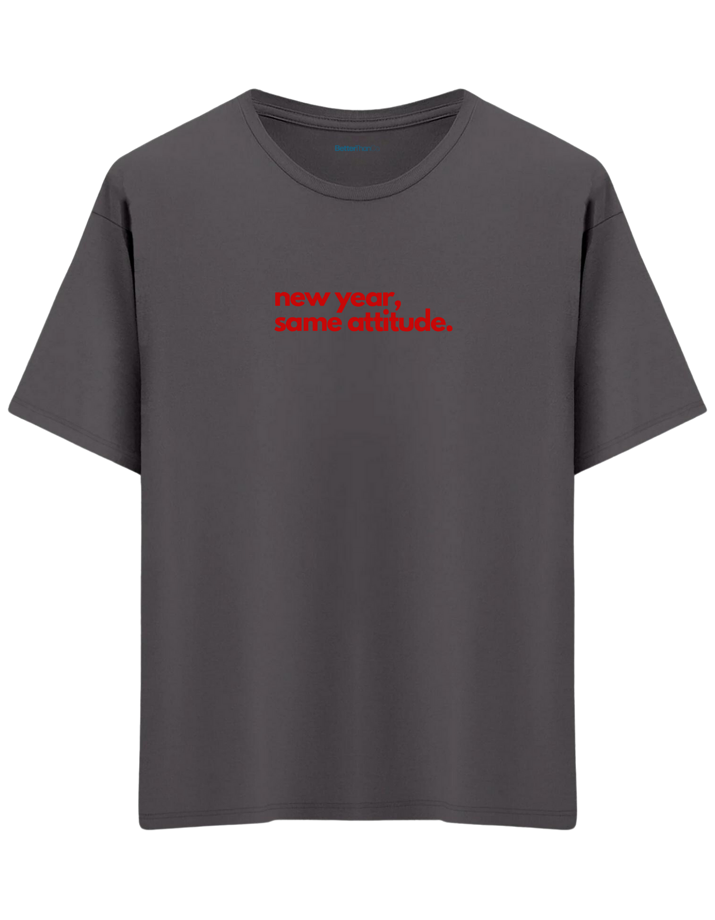 Happy New Year Baskılı Bisiklet Yaka Oversize T-shirt