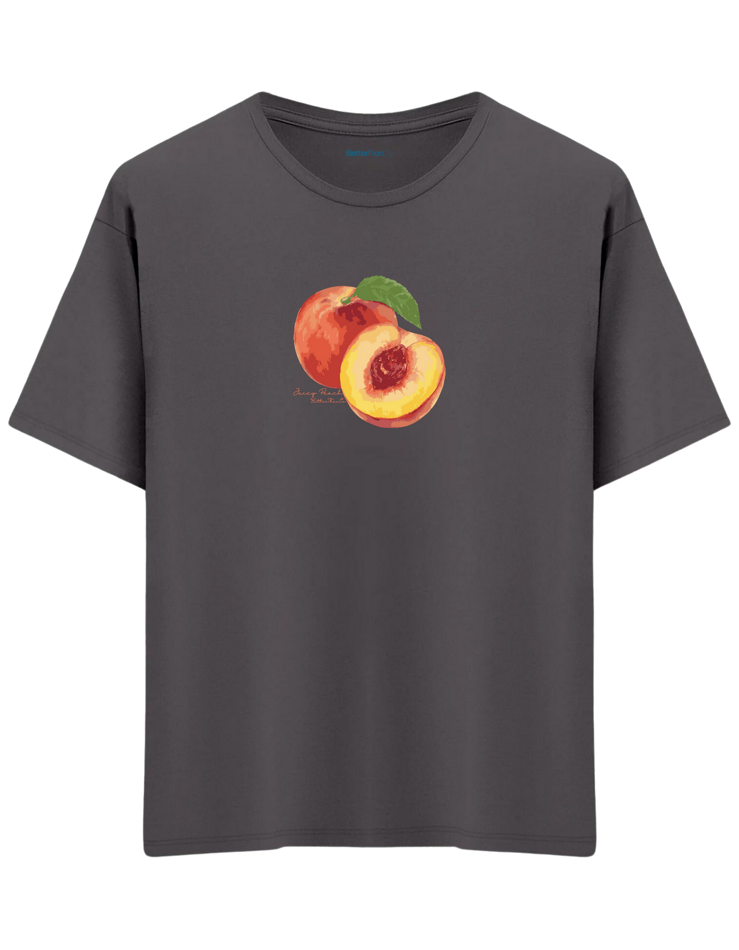 Peach Baskılı Bisiklet Yaka Oversize T-shirt