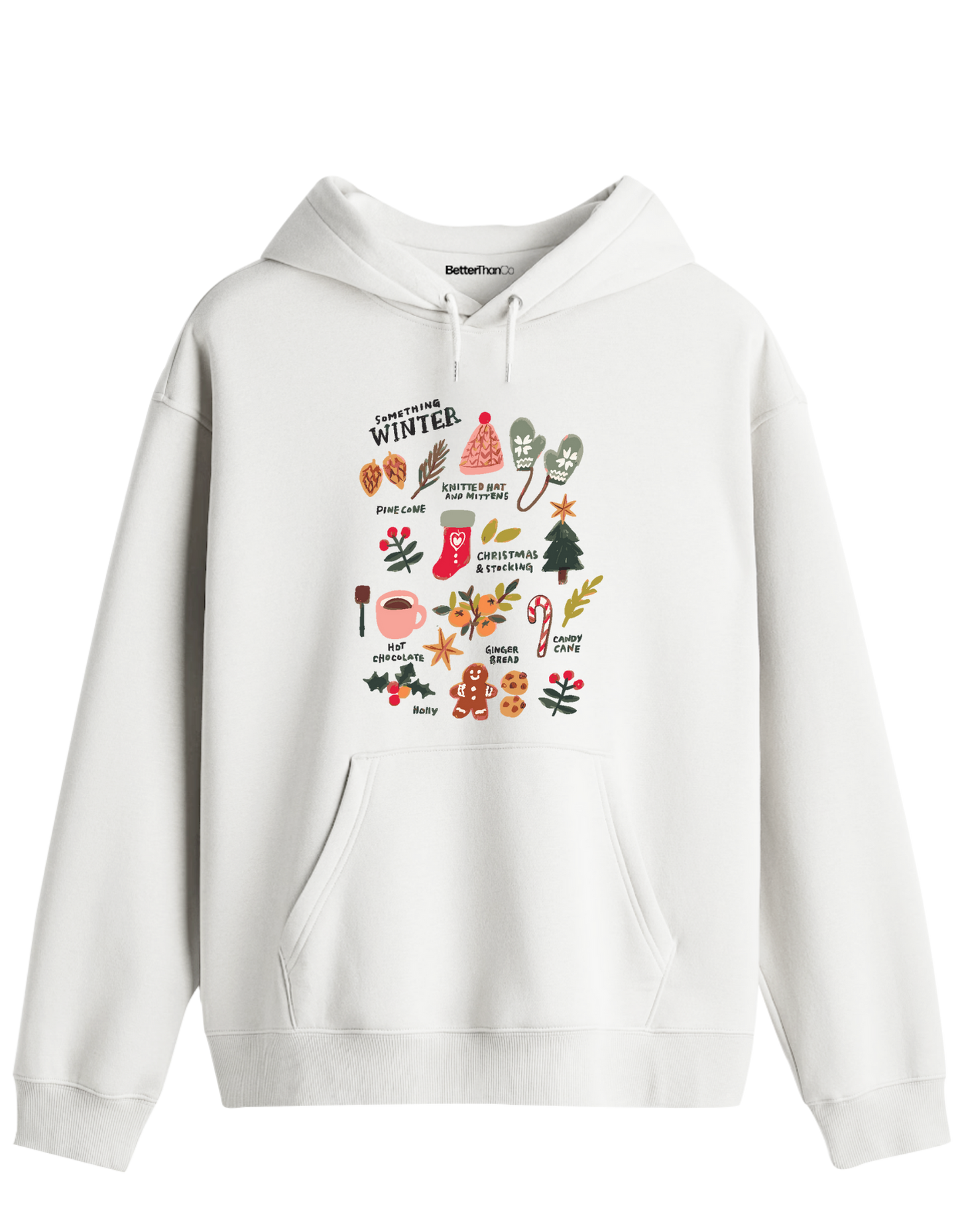 Winter Baskılı Unisex Kapüşonlu Yaka Hoodie