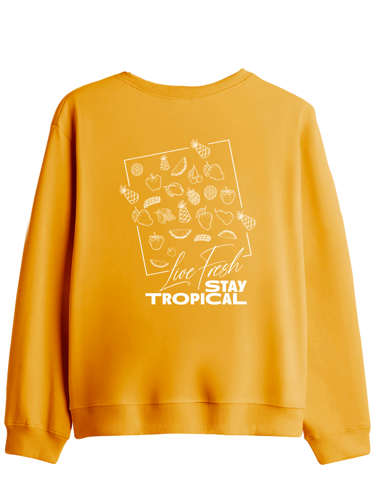 Tropical Baskılı Bisiklet Yaka Sweatshirt
