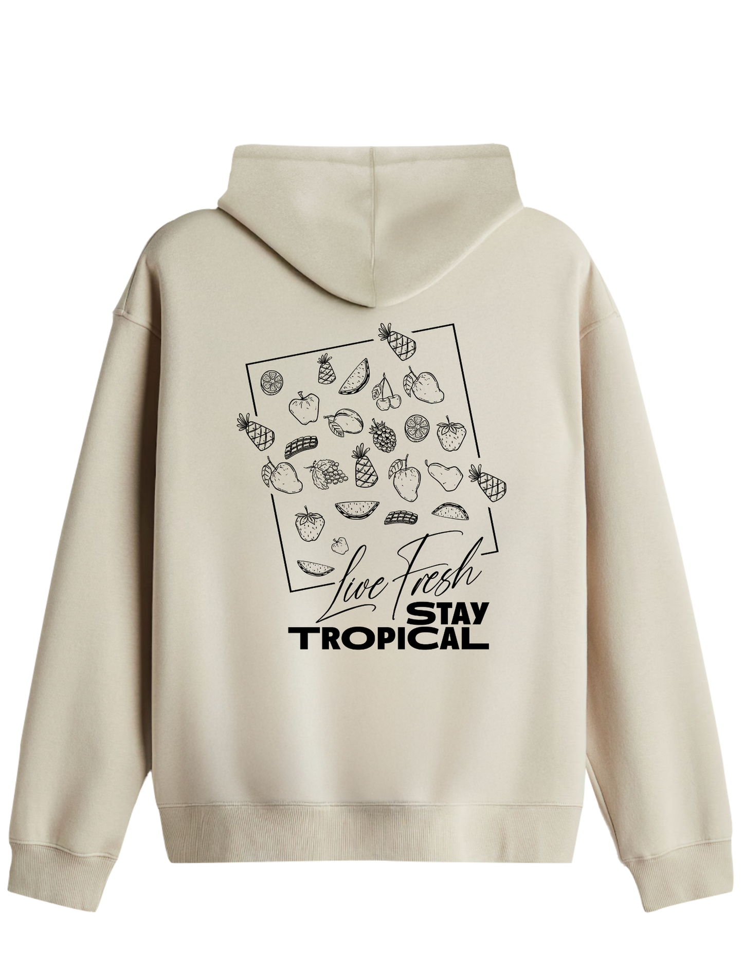 Tropical Baskılı Unisex Kapüşonlu Yaka Hoodie