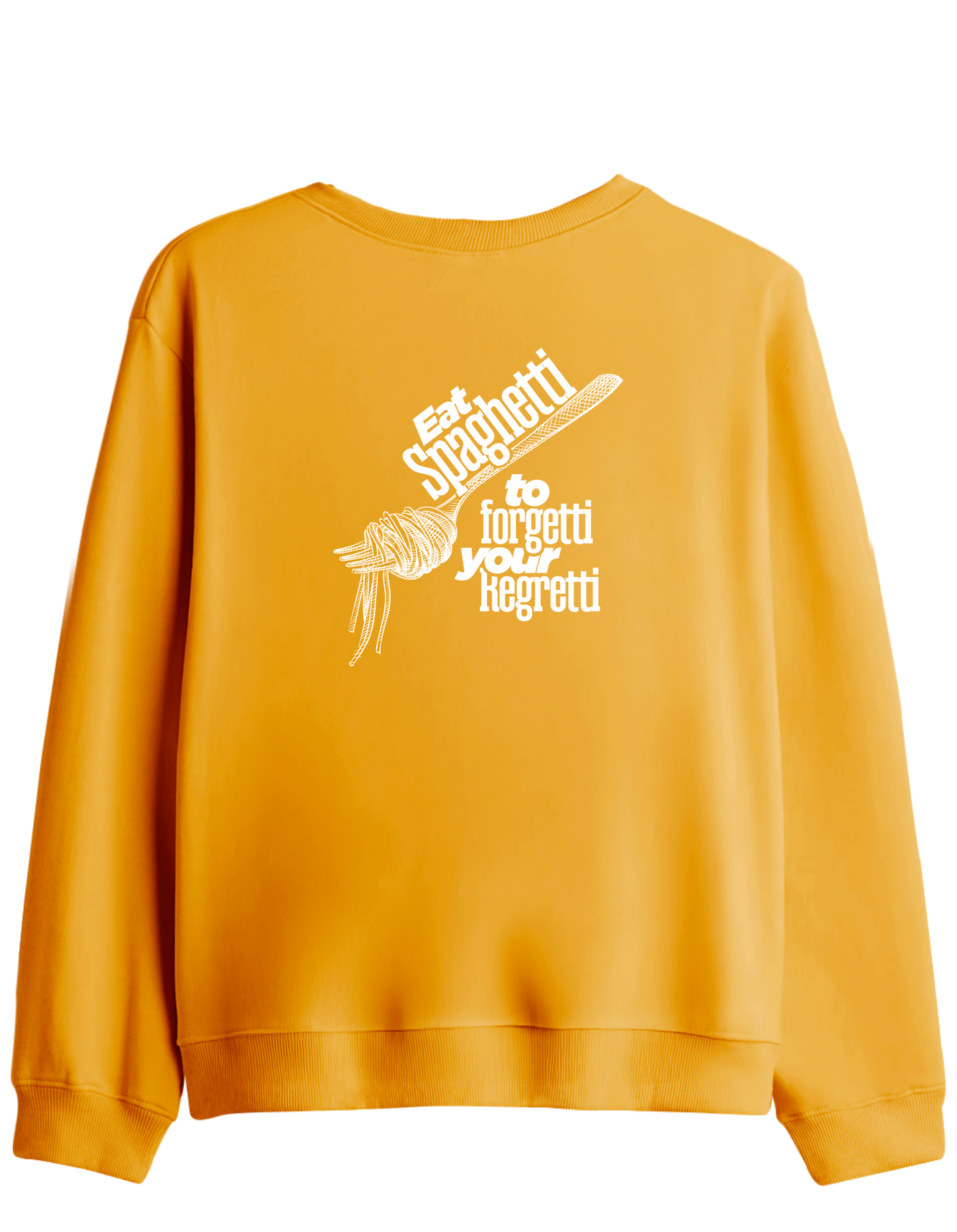 Spaghetti Baskılı Bisiklet Yaka Sweatshirt