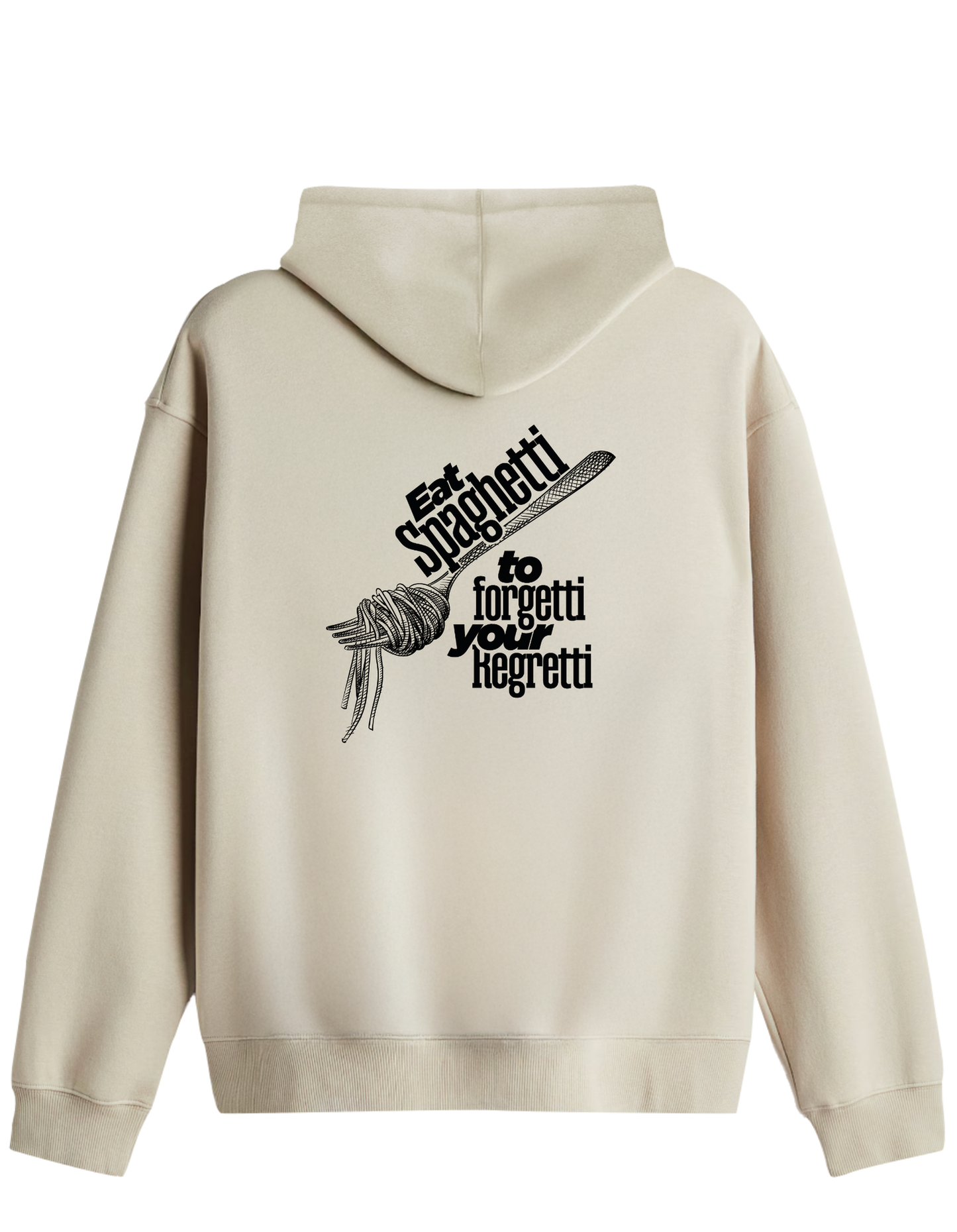 Spaghetti Baskılı Unisex Kapüşonlu Yaka Hoodie