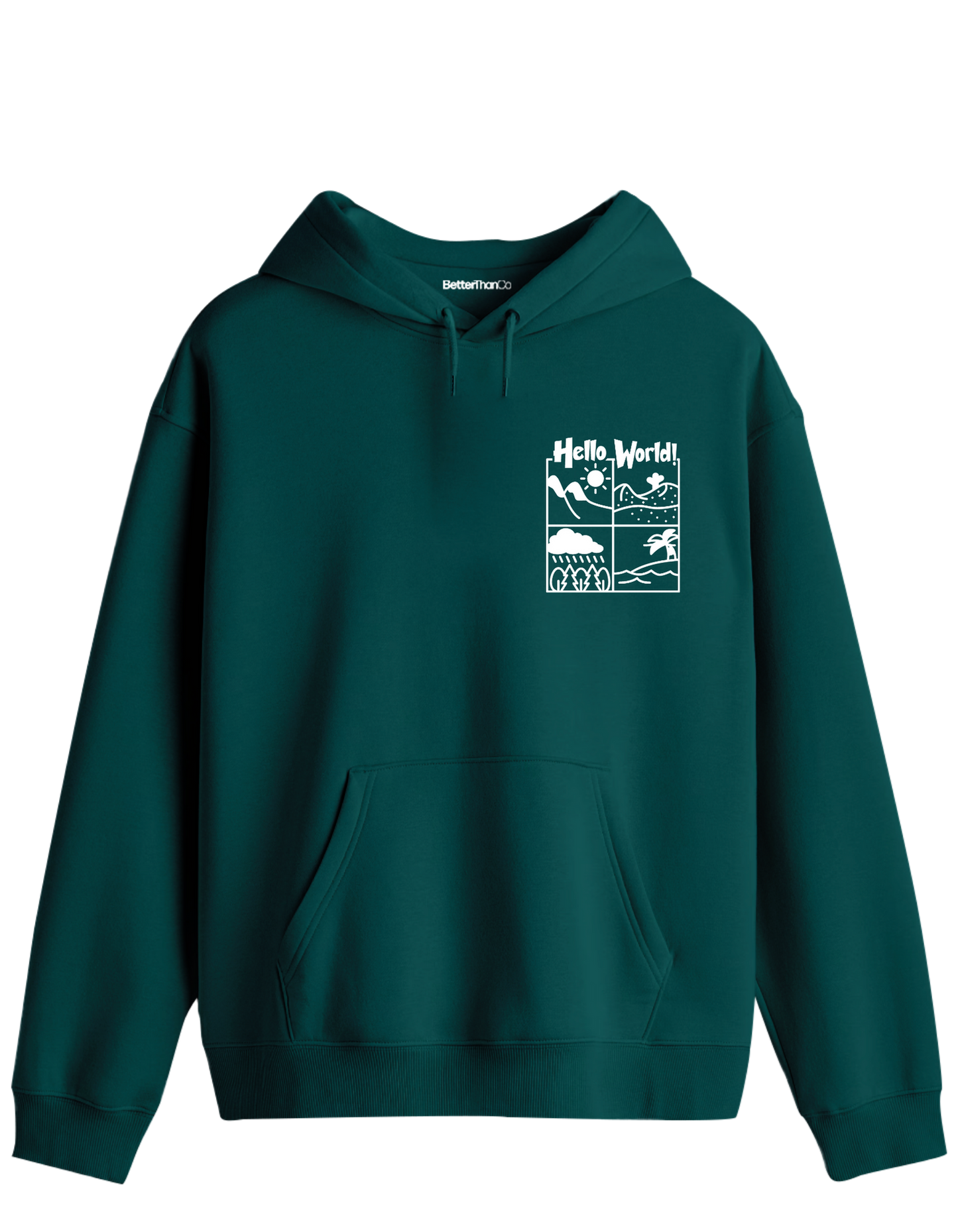 Hello World Baskılı Unisex Kapüşonlu Yaka Hoodie
