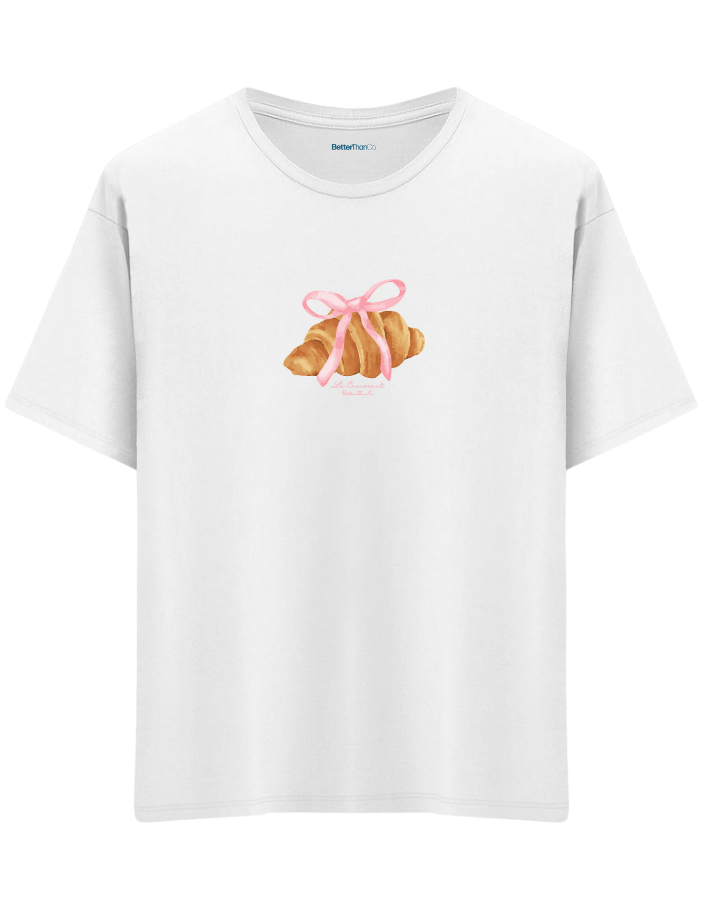 Kruvasan Baskılı Bisiklet Yaka Oversize T-shirt