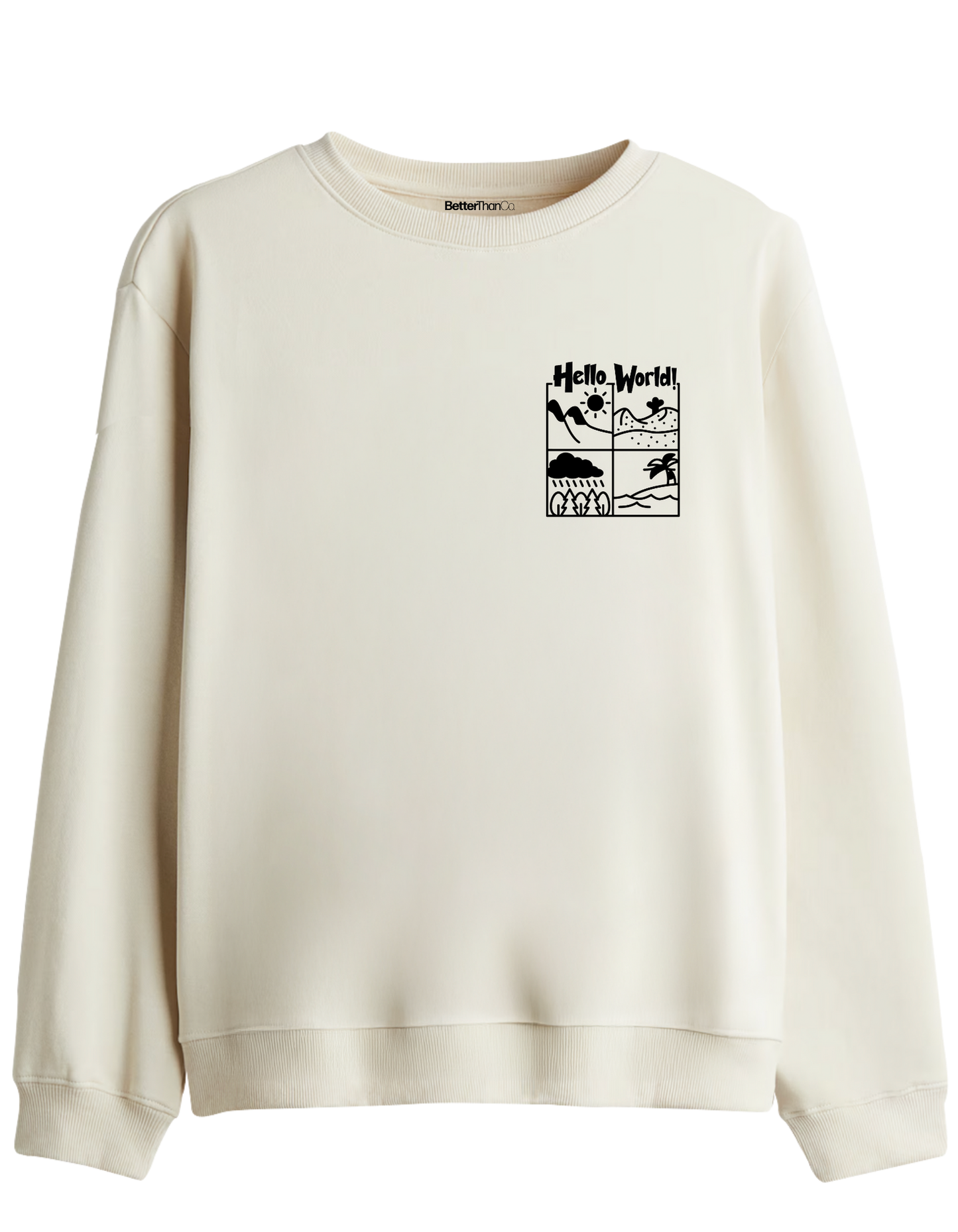 Hello World Baskılı Bisiklet Yaka Sweatshirt