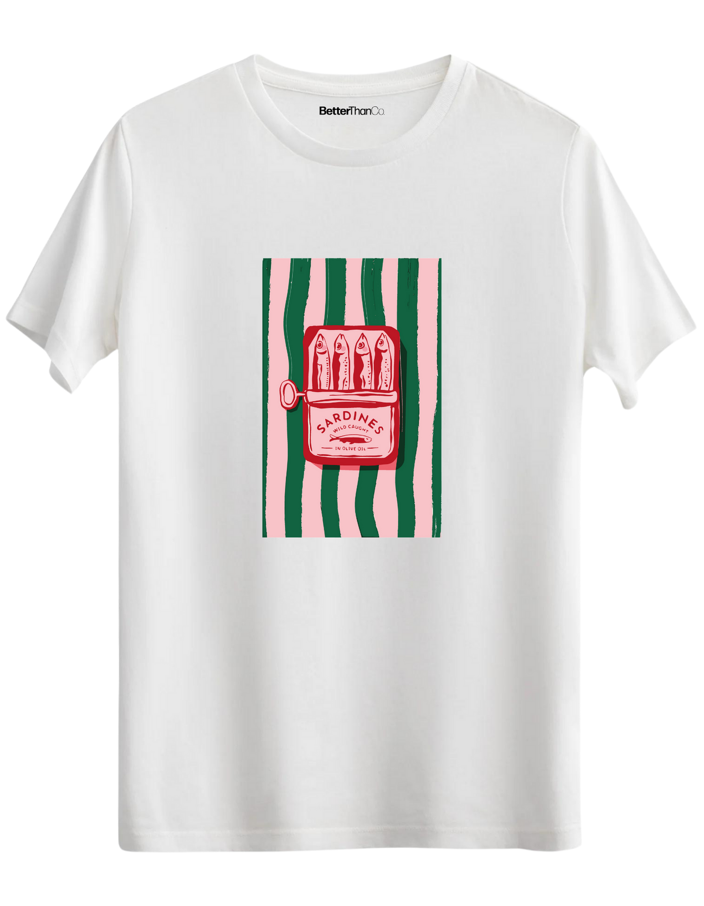 Sardines Baskılı Bisiklet Yaka Regular T-shirt