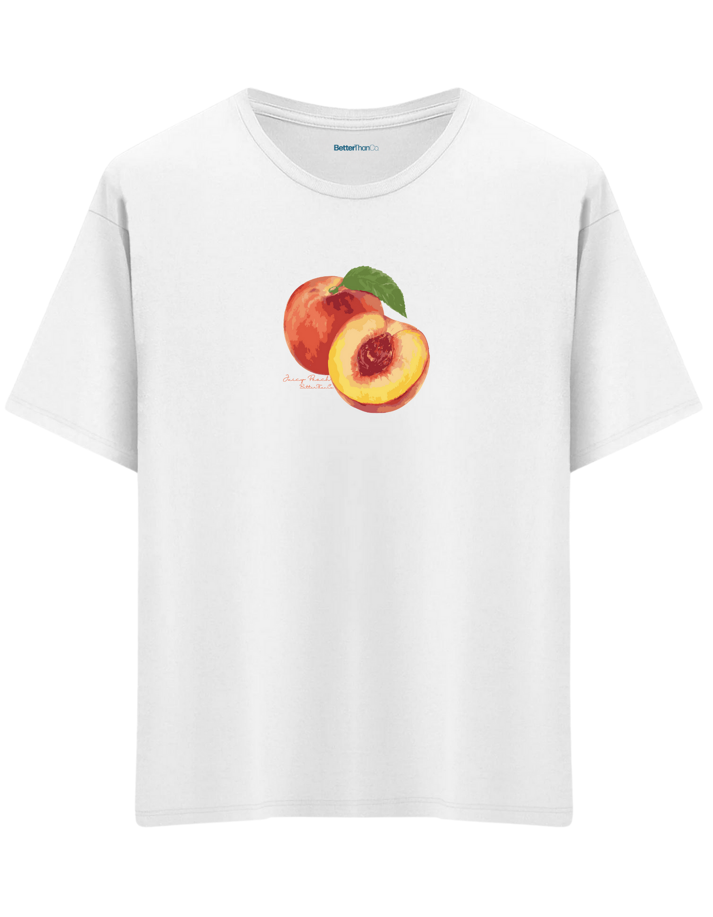 Peach Baskılı Bisiklet Yaka Oversize T-shirt