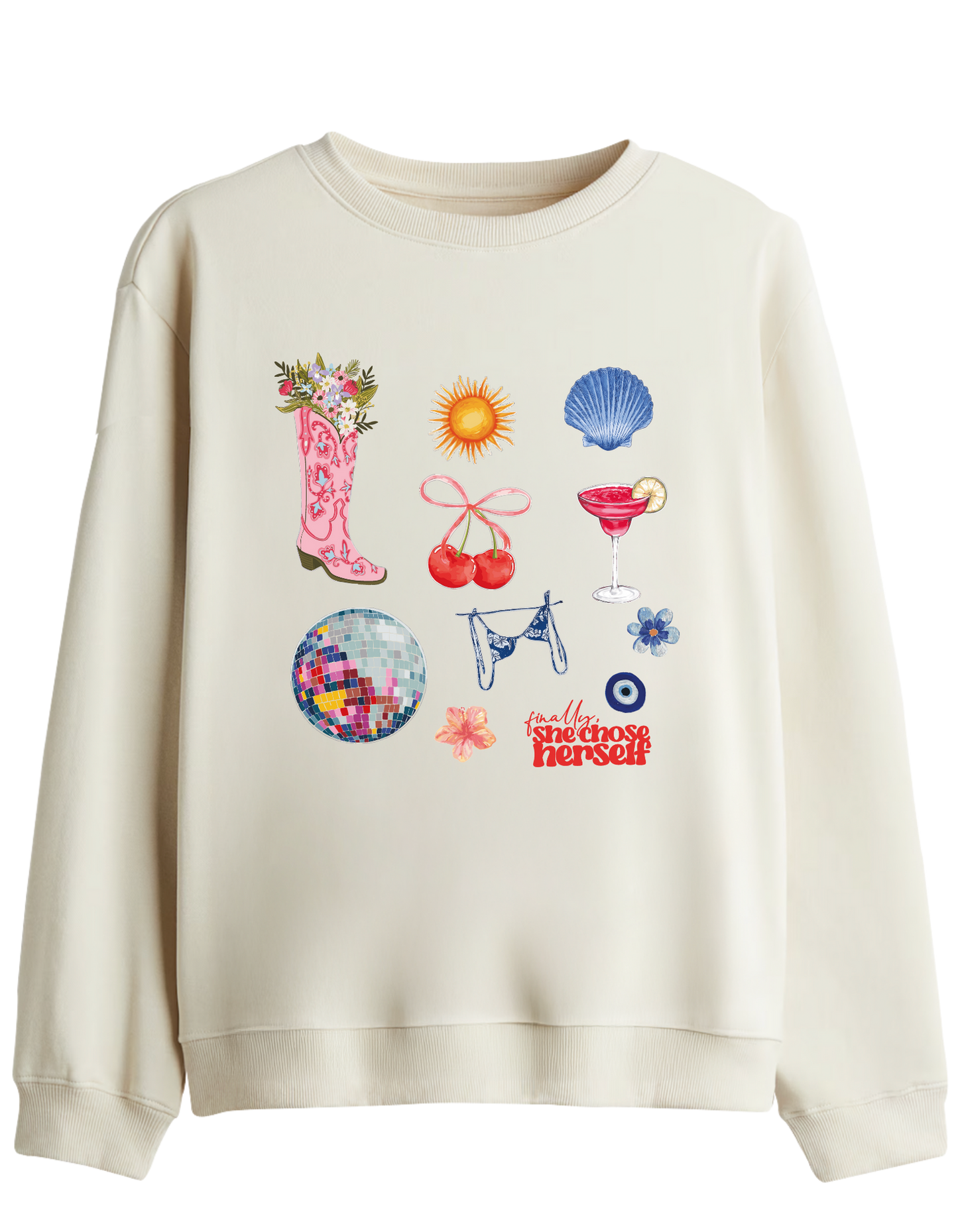 Self Love Baskılı Bisiklet Yaka Sweatshirt