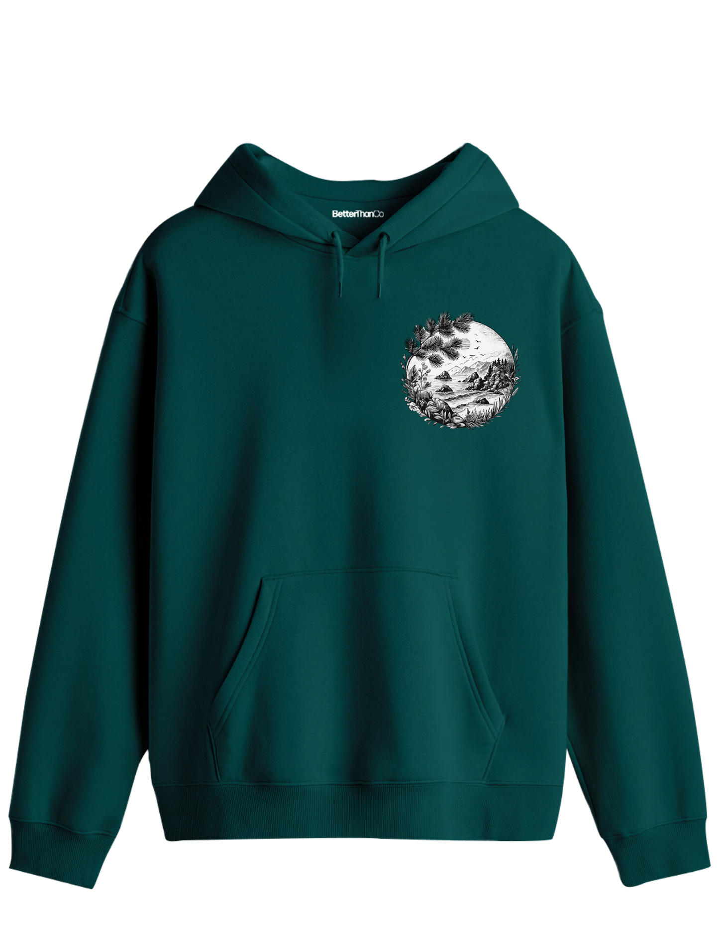 Nature Baskılı Unisex Kapüşonlu Yaka Hoodie