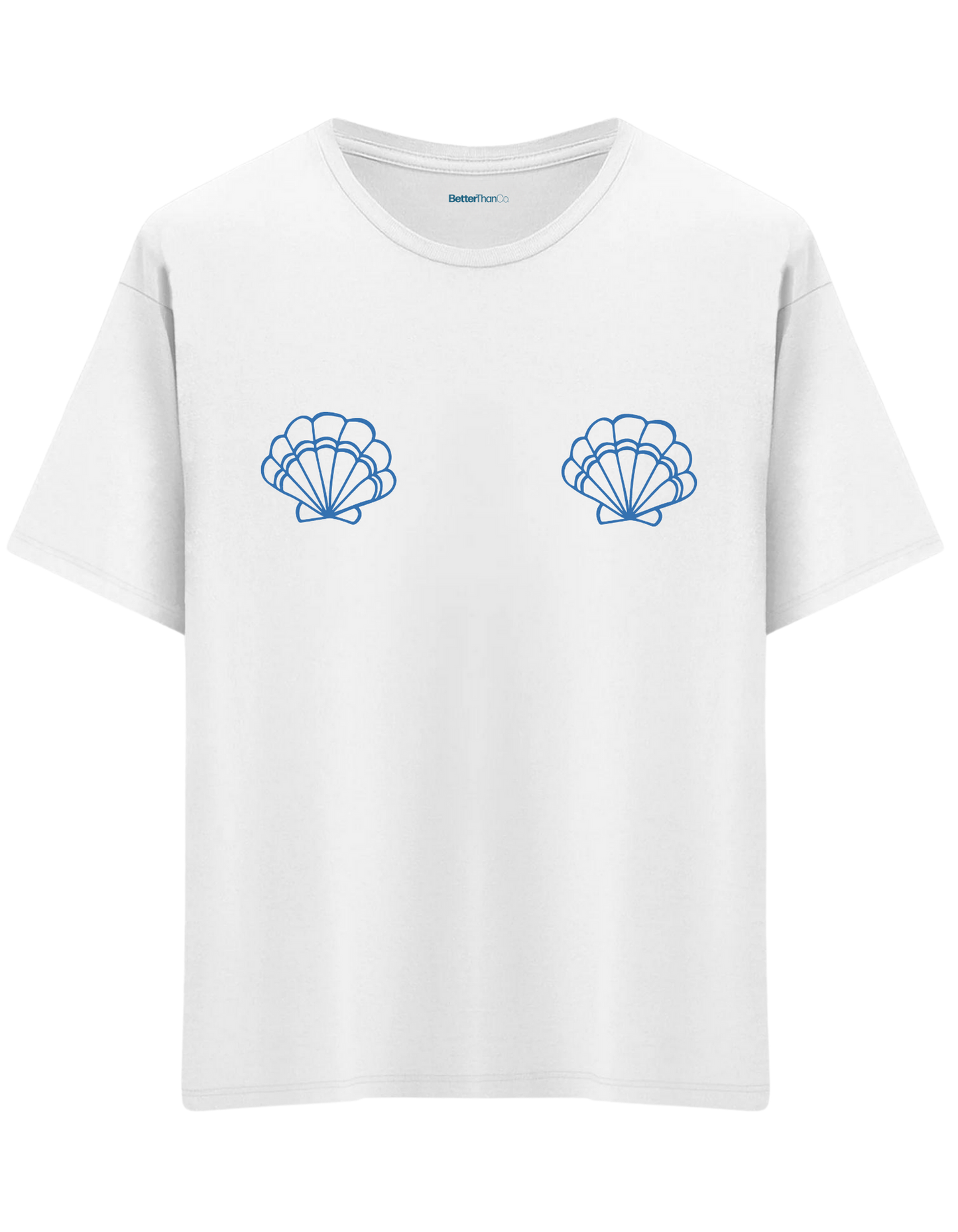 Shells Baskılı Bisiklet Yaka Oversize T-shirt