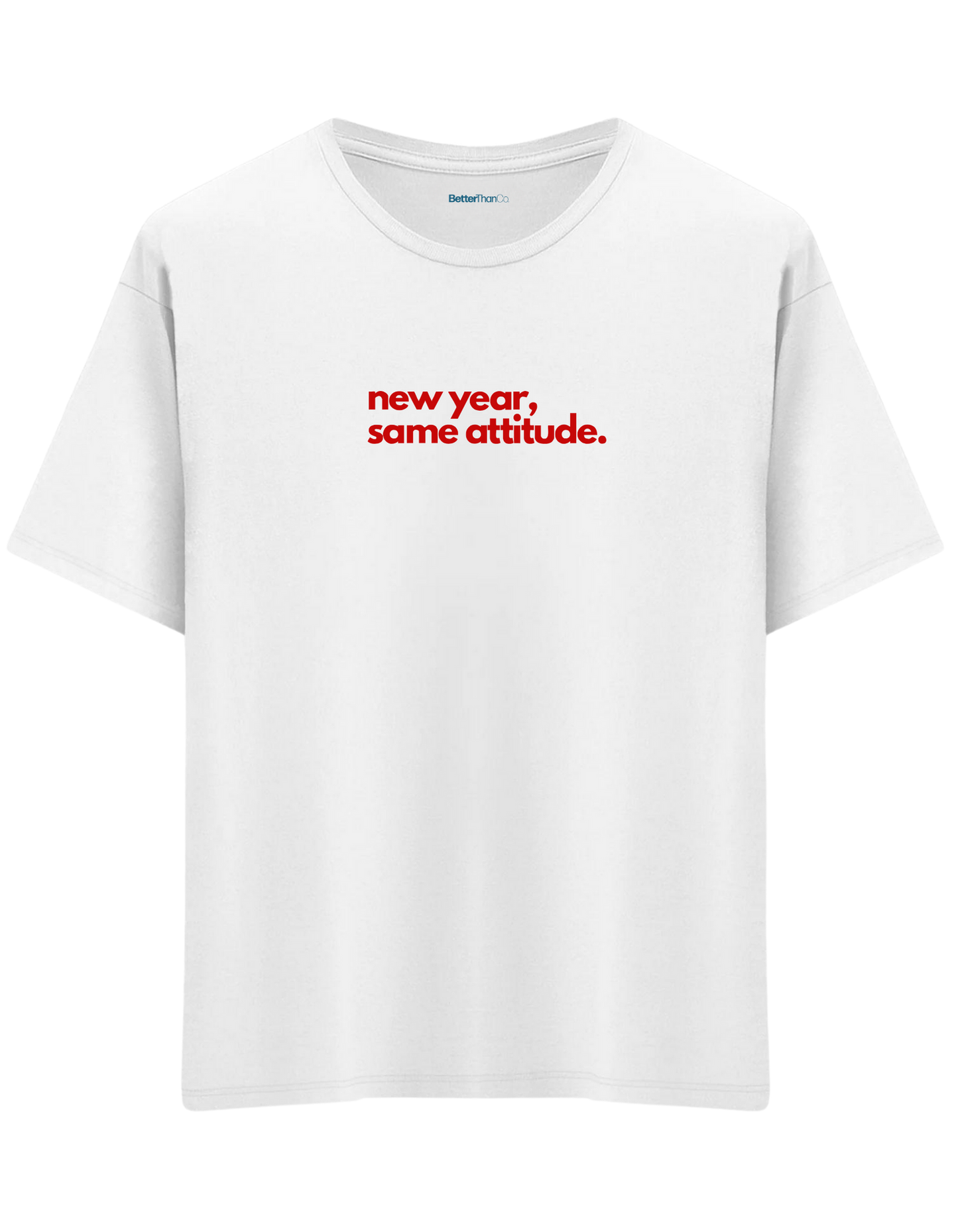 Happy New Year Baskılı Bisiklet Yaka Oversize T-shirt