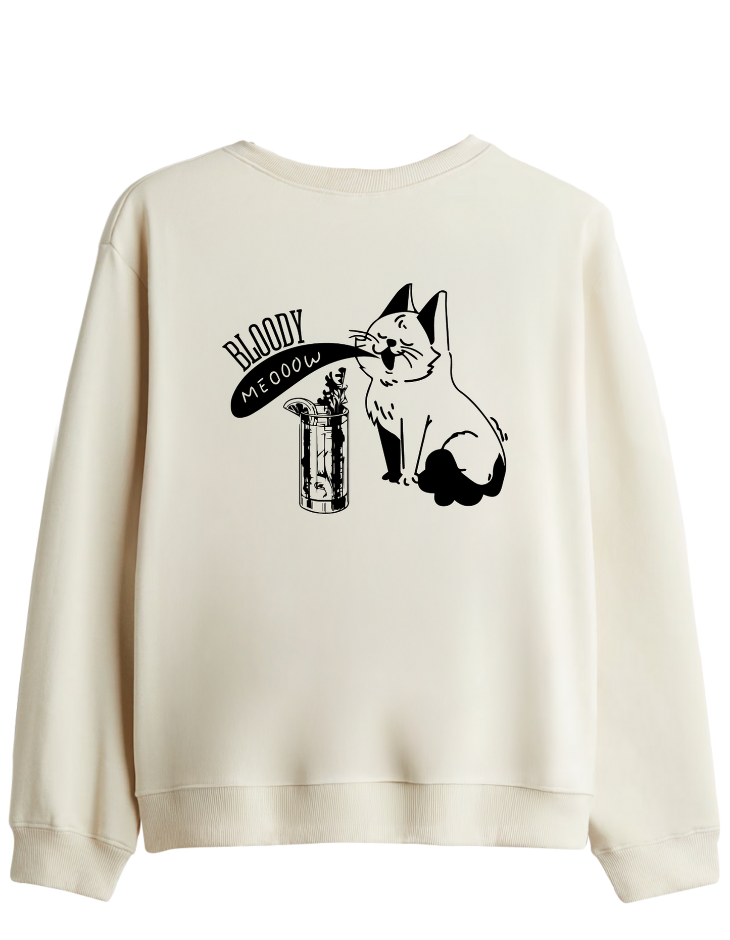 Bloody Meow Baskılı Bisiklet Yaka Sweatshirt