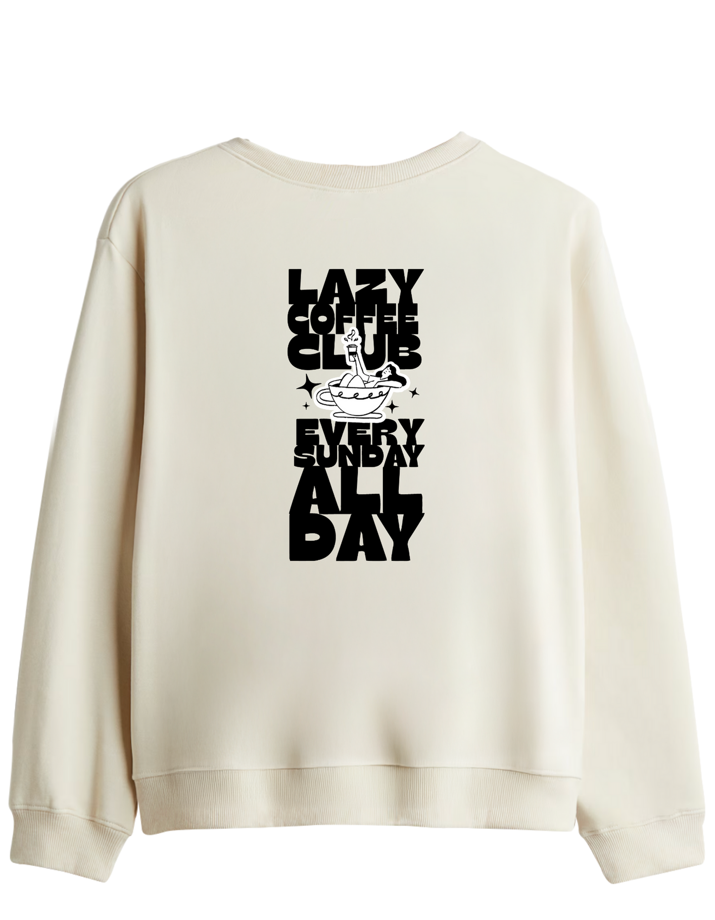 Lazy Coffee Club Baskılı Bisiklet Yaka Sweatshirt