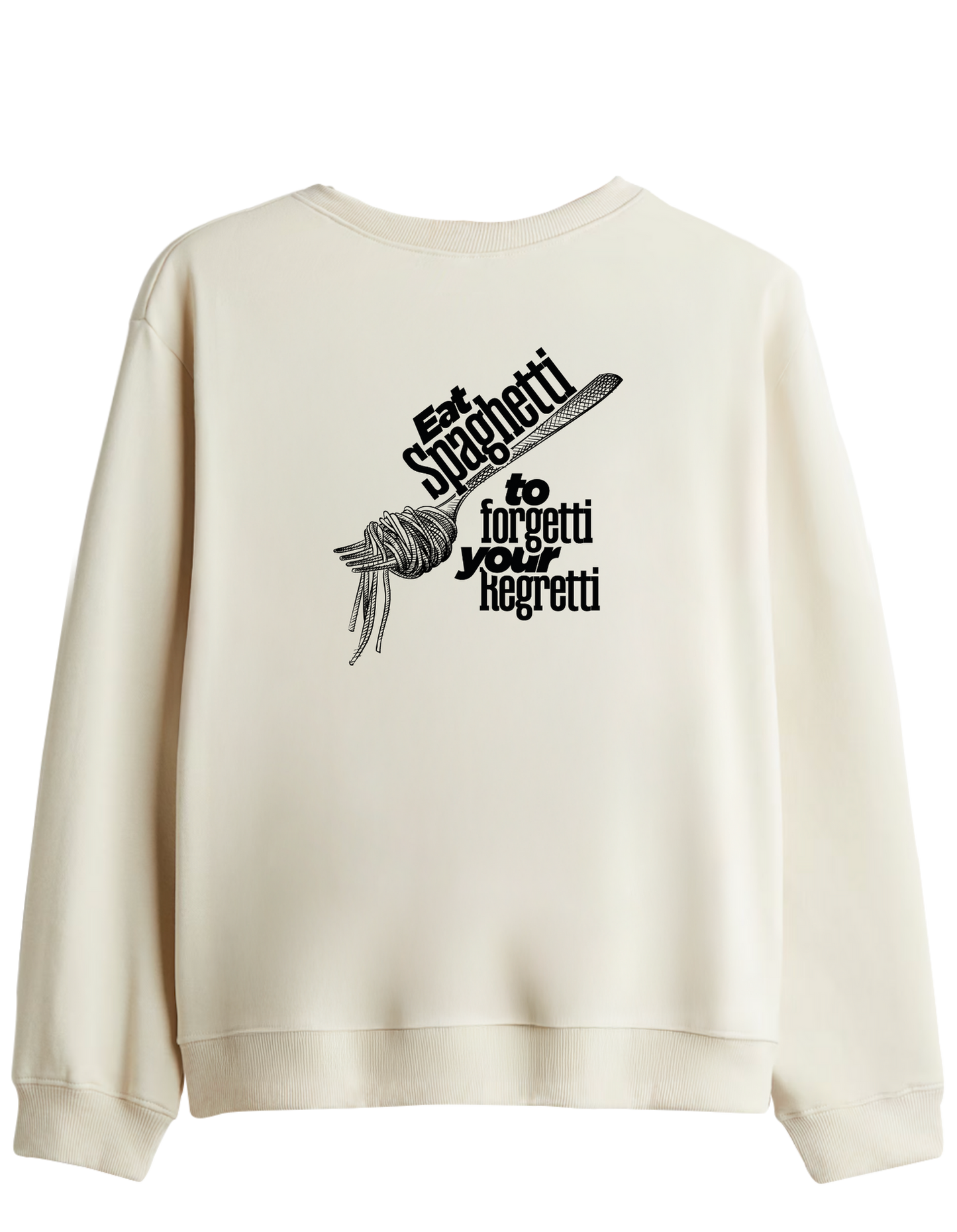Spaghetti Baskılı Bisiklet Yaka Sweatshirt