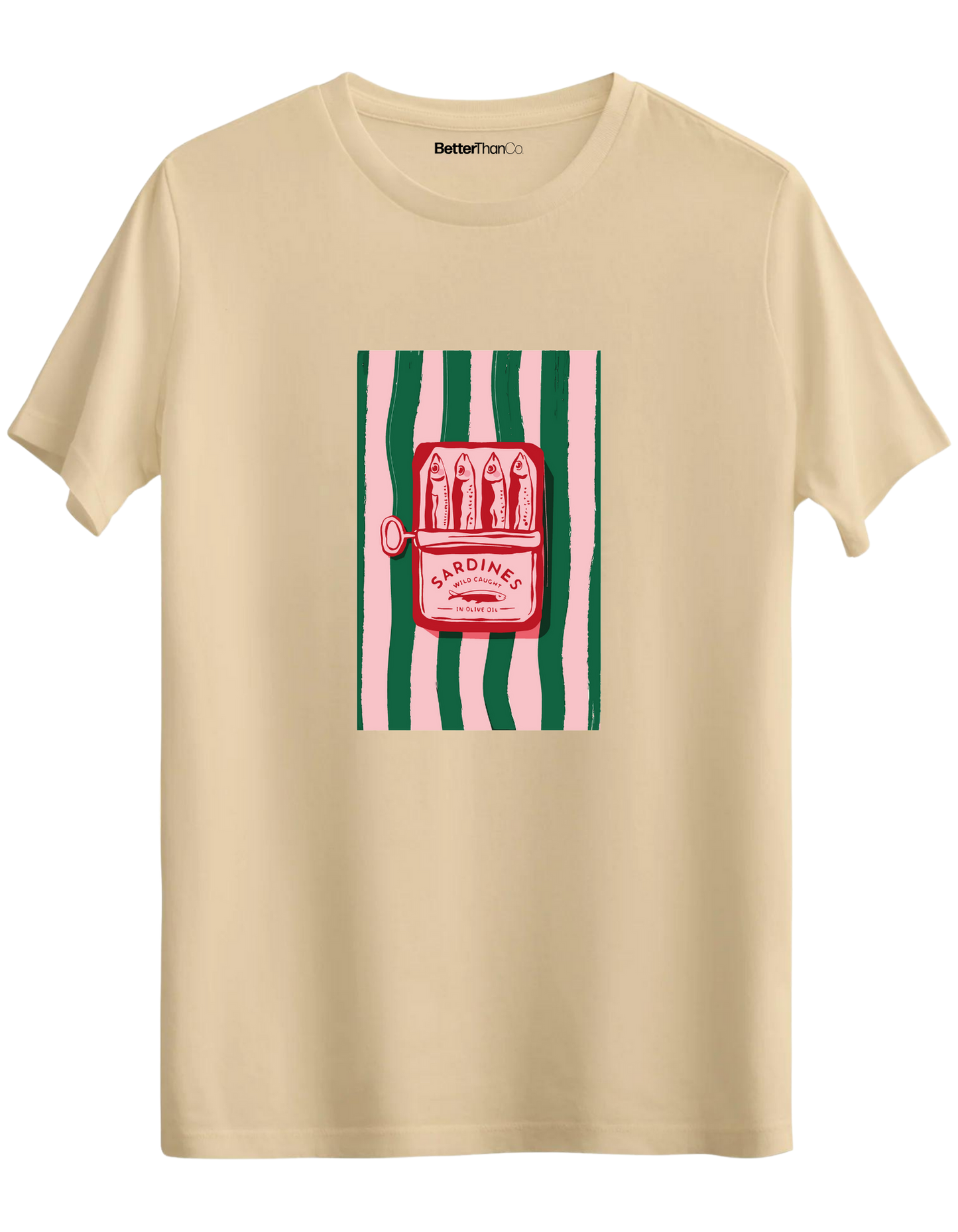 Sardines Baskılı Bisiklet Yaka Regular T-shirt