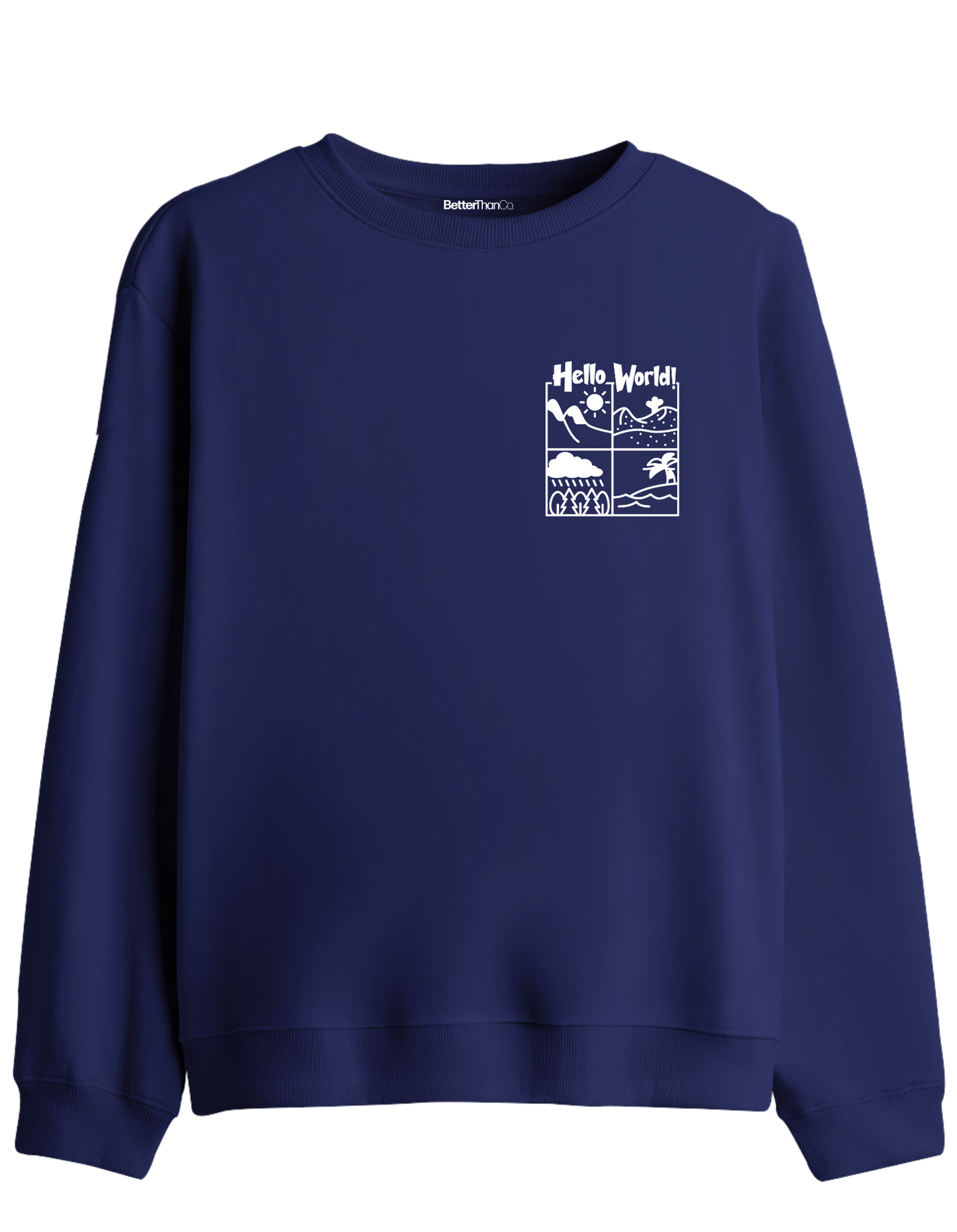 Hello World Baskılı Bisiklet Yaka Sweatshirt