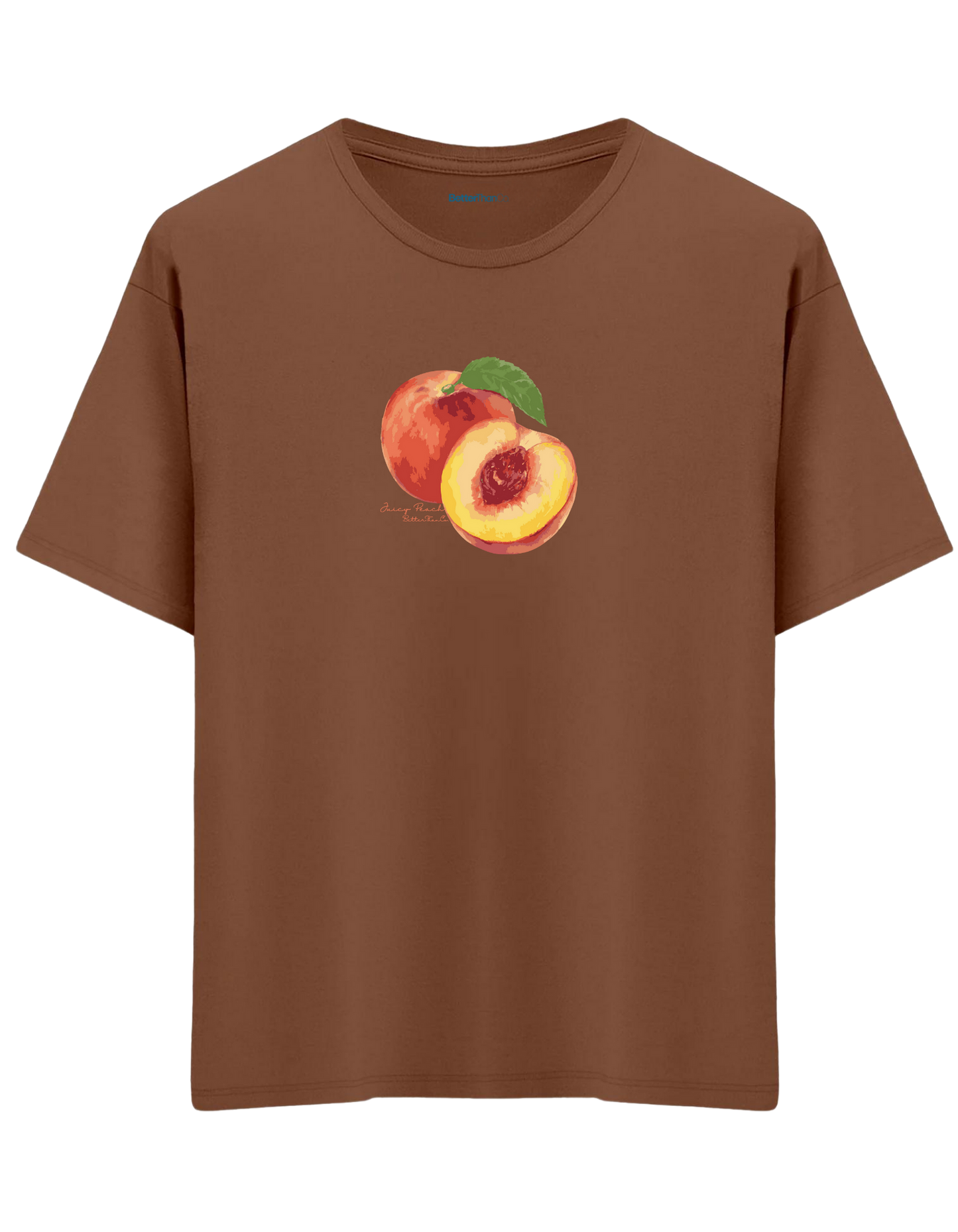 Peach Baskılı Bisiklet Yaka Oversize T-shirt