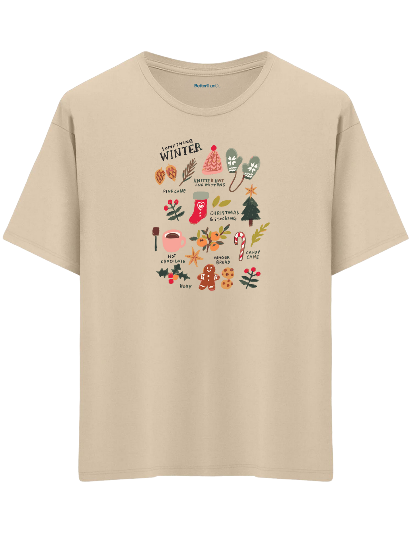 Winter Baskılı Bisiklet Yaka Oversize T-shirt