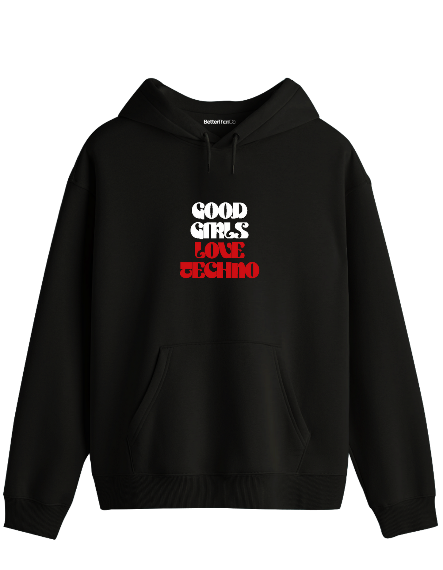 Techno Baskılı Unisex Kapüşonlu Yaka Hoodie