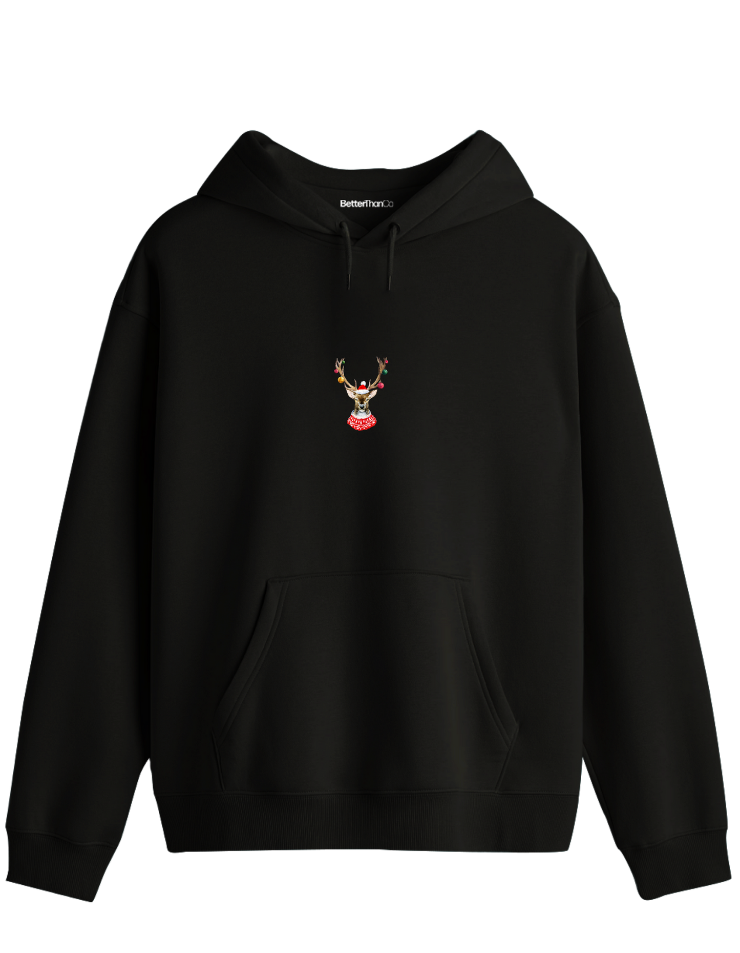 Reindeer Baskılı Unisex Kapüşonlu Yaka Hoodie