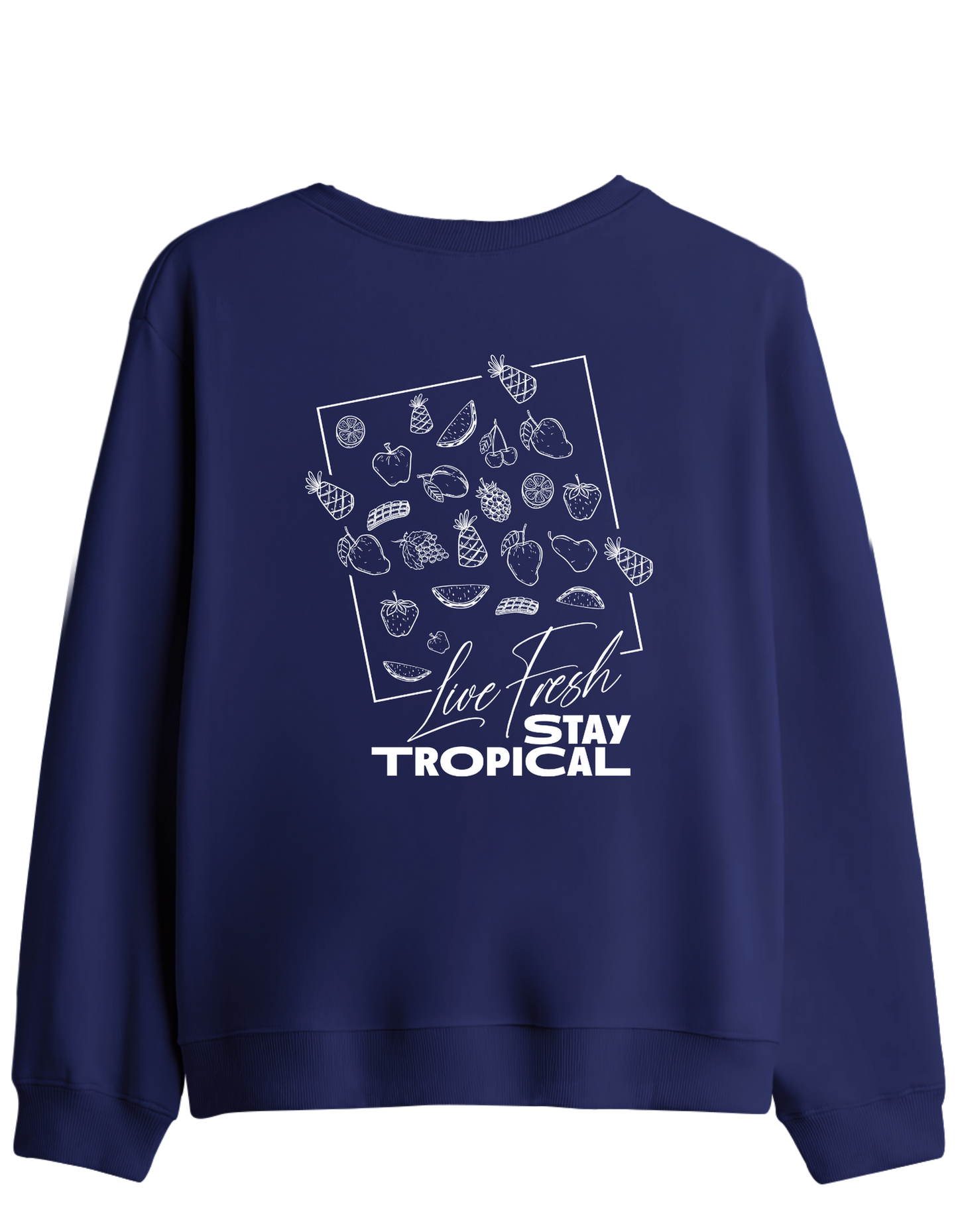 Tropical Baskılı Bisiklet Yaka Sweatshirt