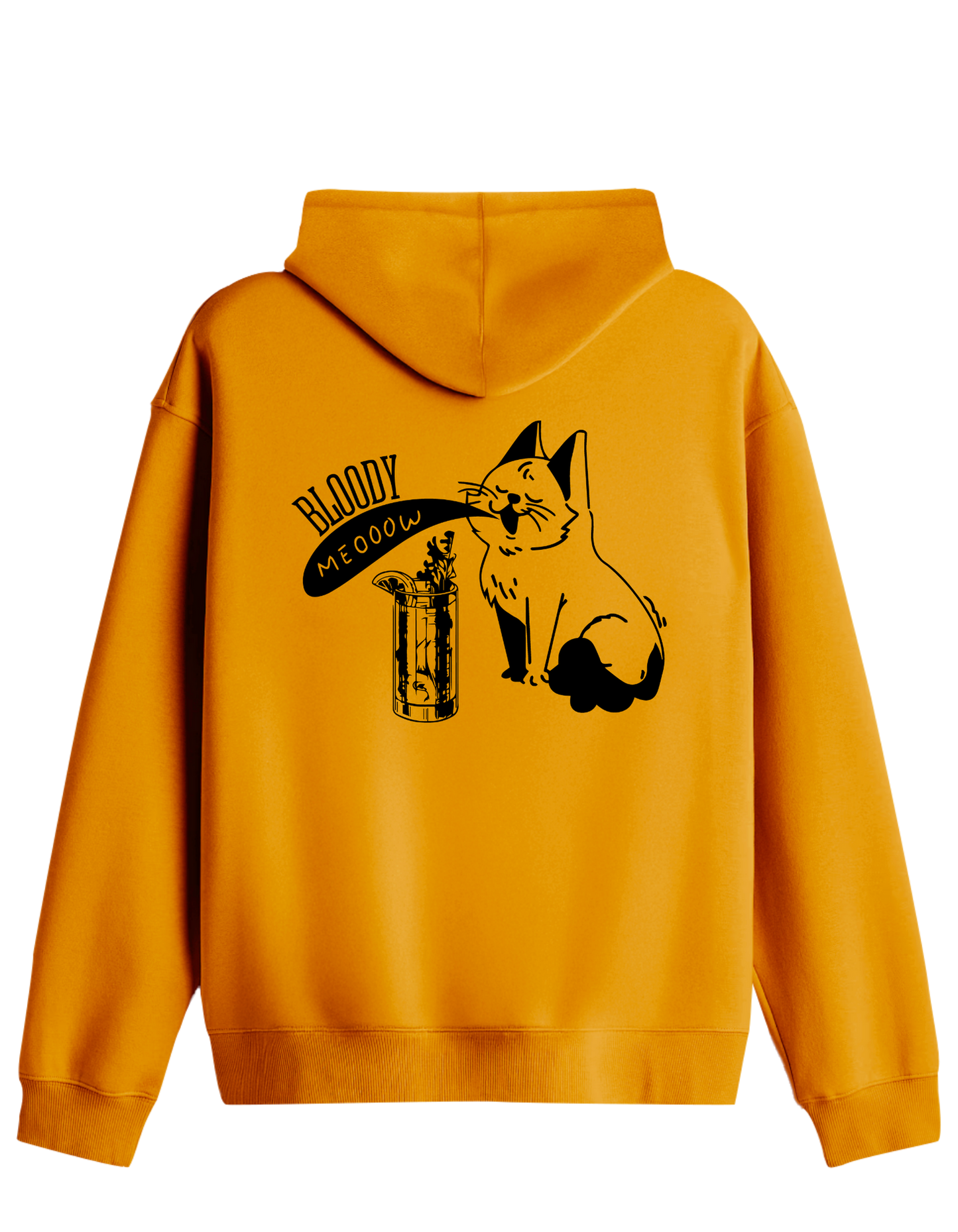 Bloody Meow Baskılı Unisex Kapüşonlu Yaka Hoodie