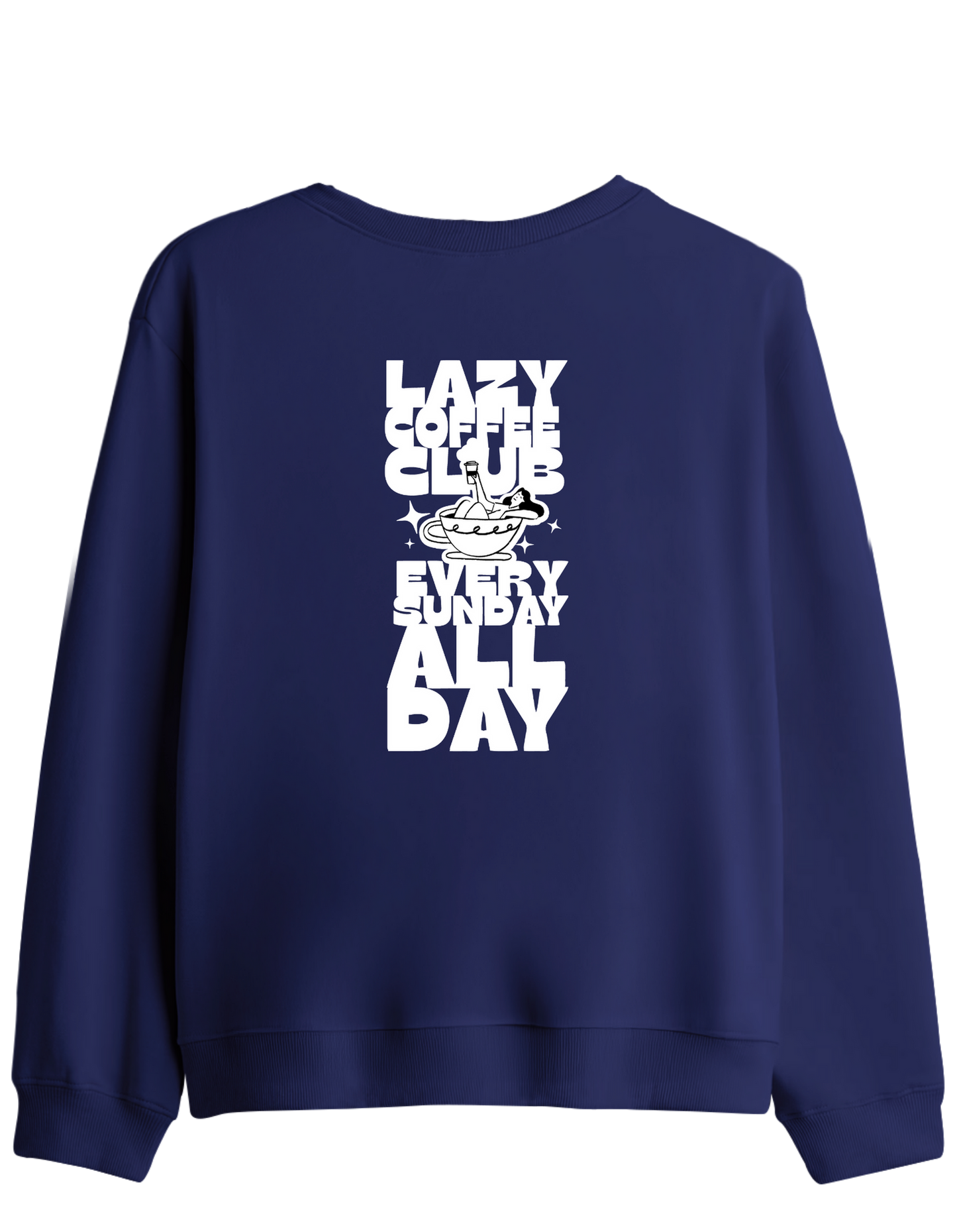 Lazy Coffee Club Baskılı Bisiklet Yaka Sweatshirt