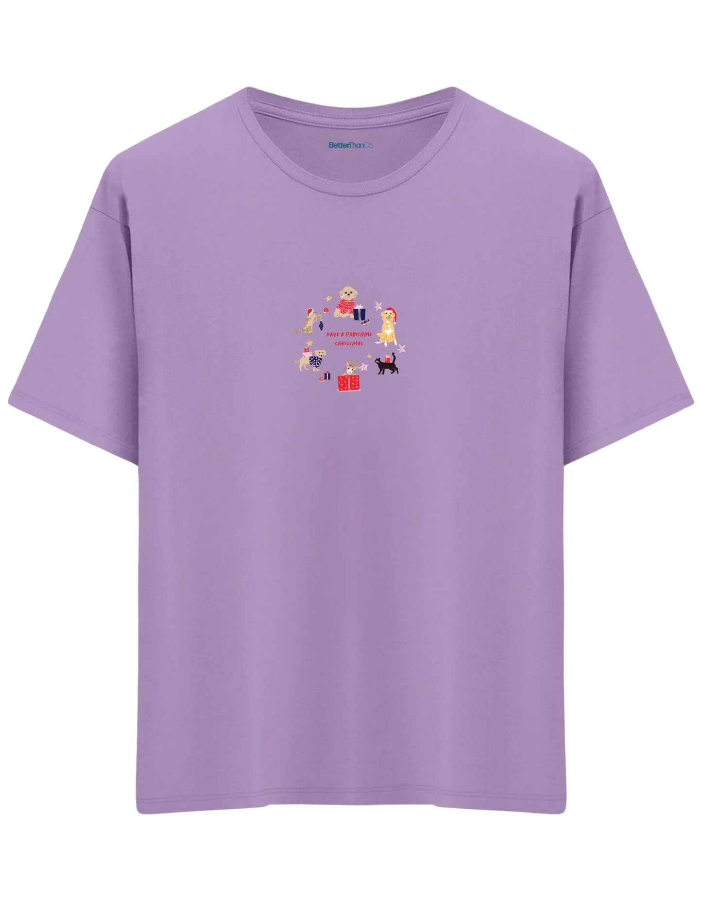 Paw-Mas Baskılı Bisiklet Yaka Oversize T-shirt