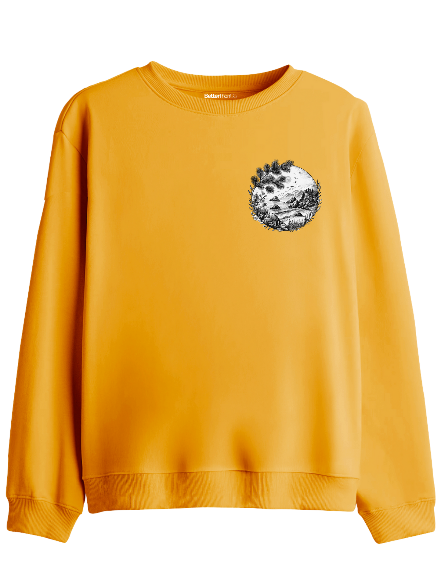 Nature Baskılı Bisiklet Yaka Sweatshirt