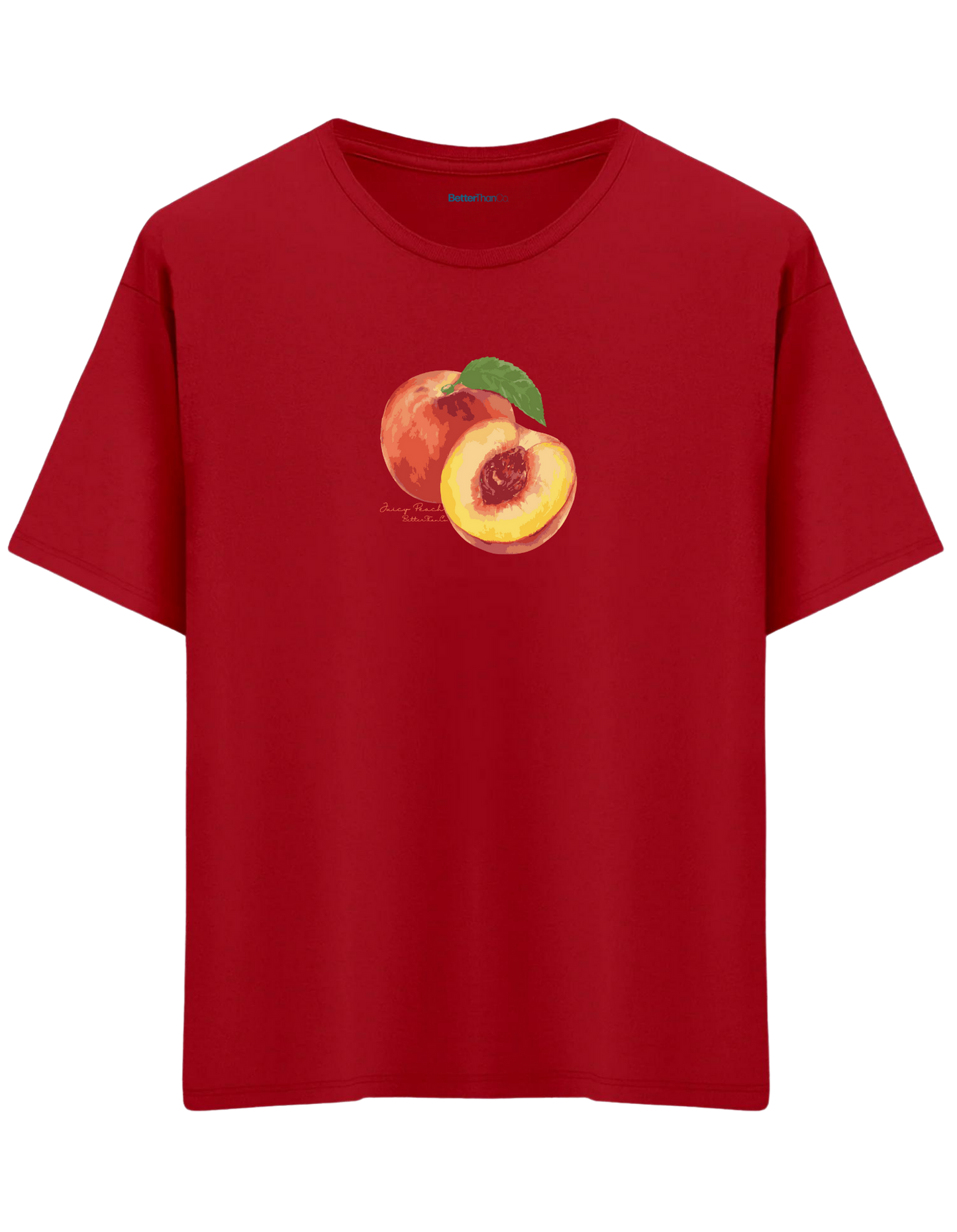 Peach Baskılı Bisiklet Yaka Oversize T-shirt