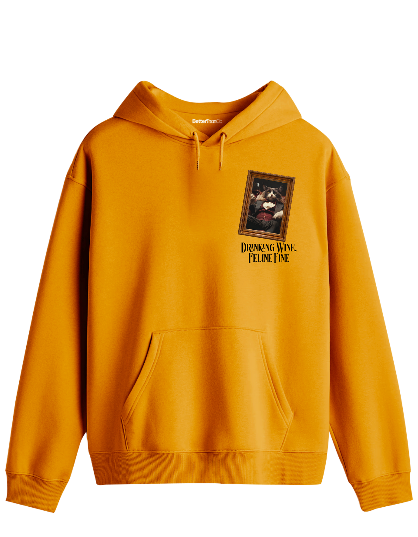 Feline Fine Baskılı Unisex Kapüşonlu Yaka Hoodie