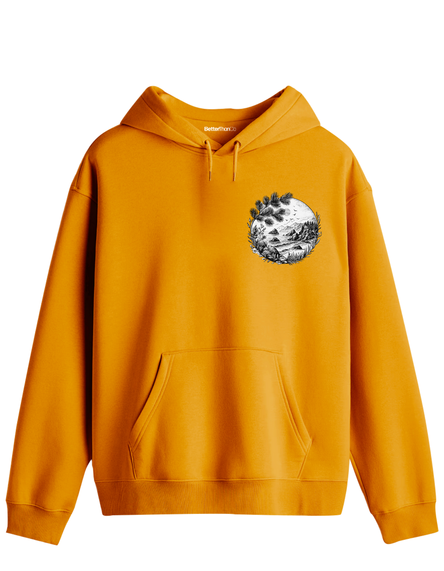 Nature Baskılı Unisex Kapüşonlu Yaka Hoodie