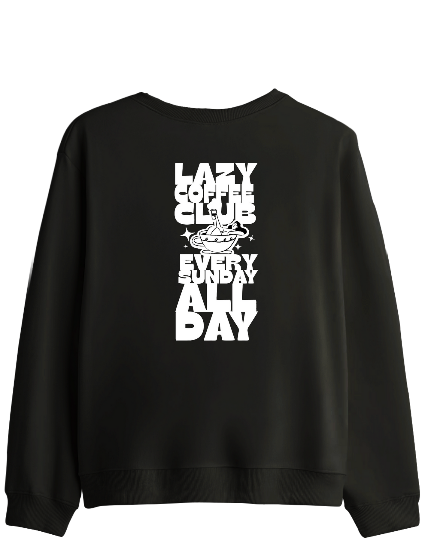 Lazy Coffee Club Baskılı Bisiklet Yaka Sweatshirt