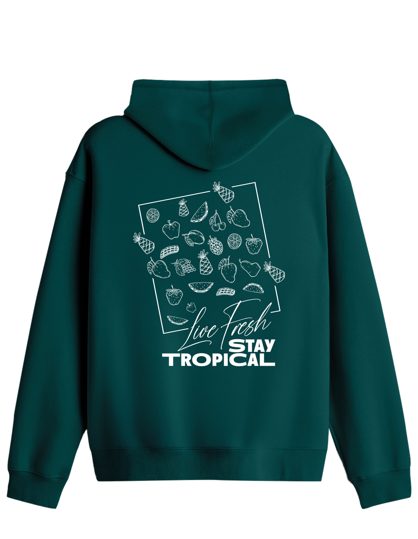 Tropical Baskılı Unisex Kapüşonlu Yaka Hoodie