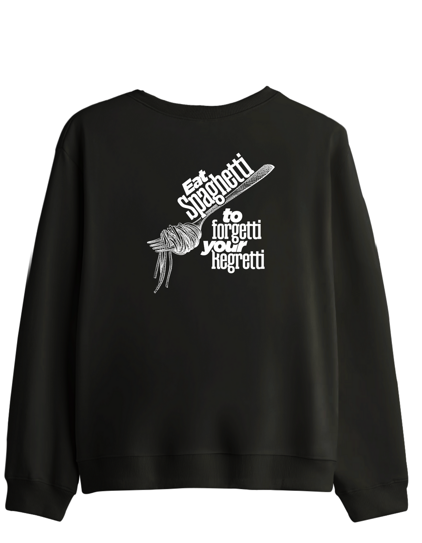 Spaghetti Baskılı Bisiklet Yaka Sweatshirt