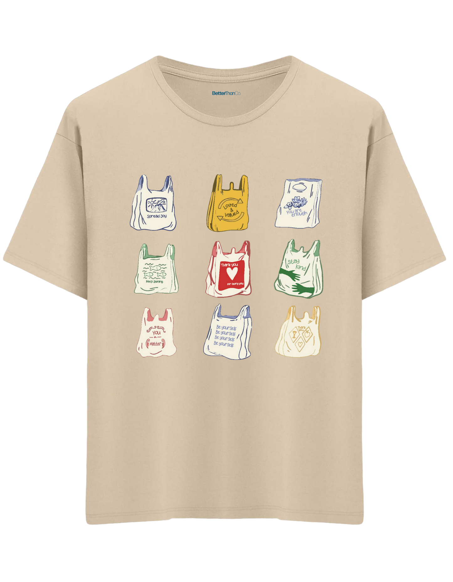 Bags Baskılı Bisiklet Yaka Oversize T-shirt