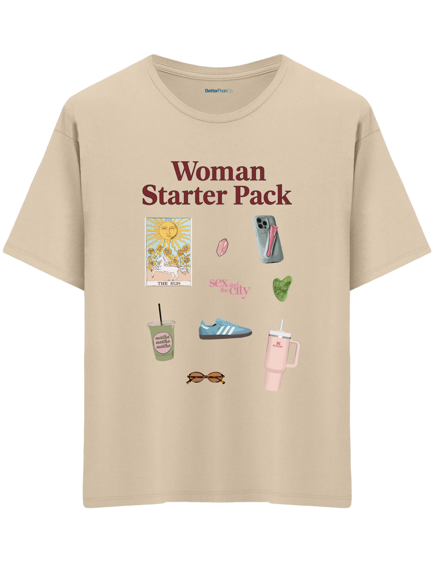 Woman Starter Pack Baskılı Bisiklet Yaka Oversize T-shirt
