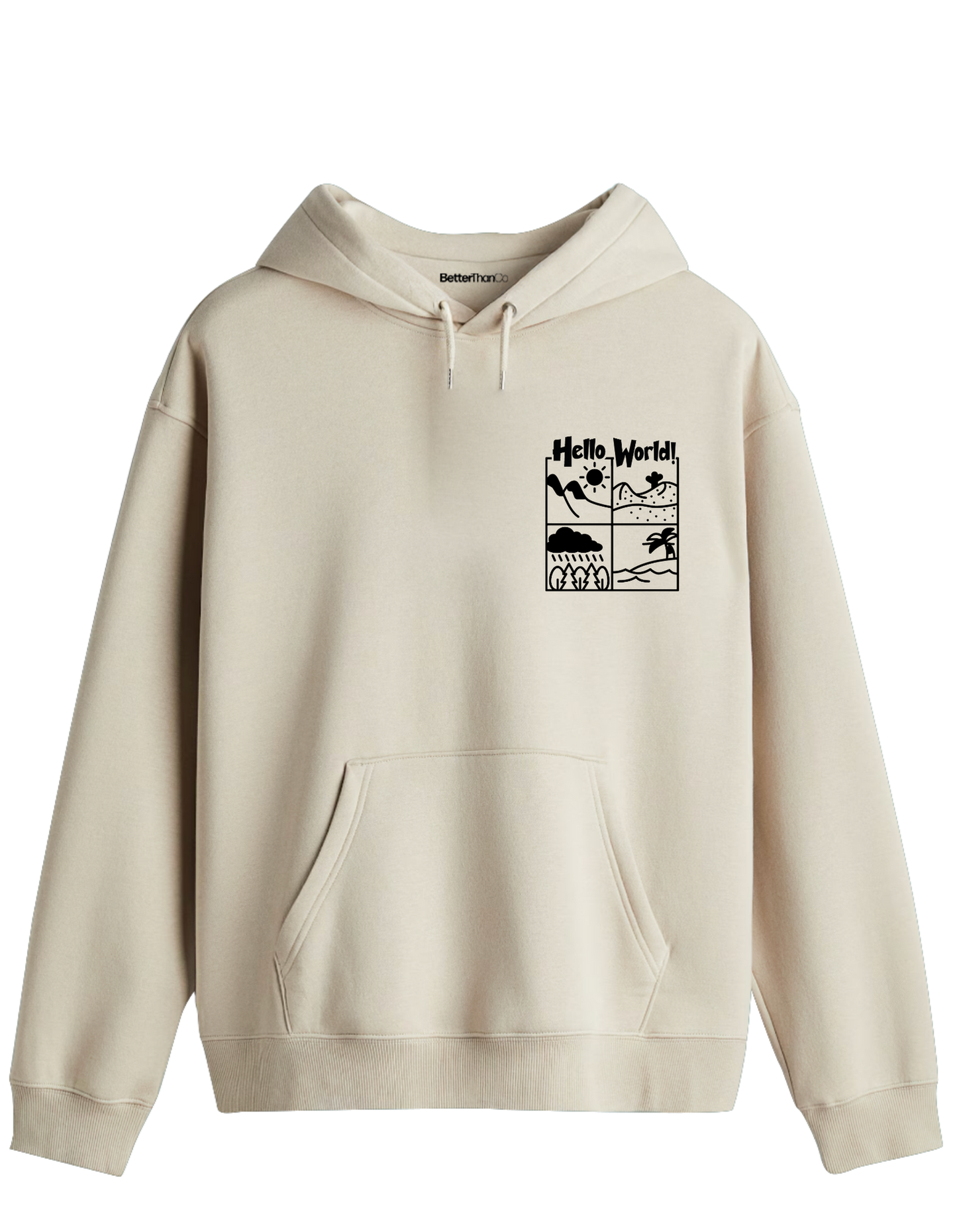 Hello World Baskılı Unisex Kapüşonlu Yaka Hoodie