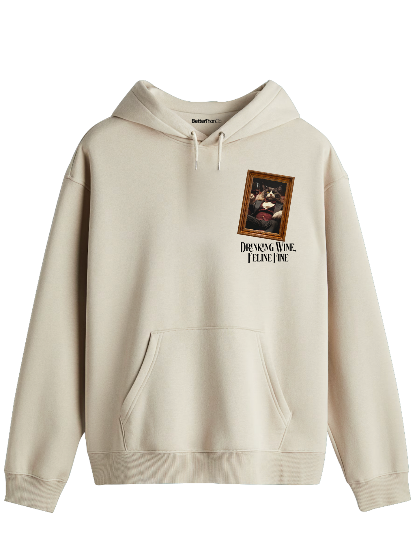 Feline Fine Baskılı Unisex Kapüşonlu Yaka Hoodie