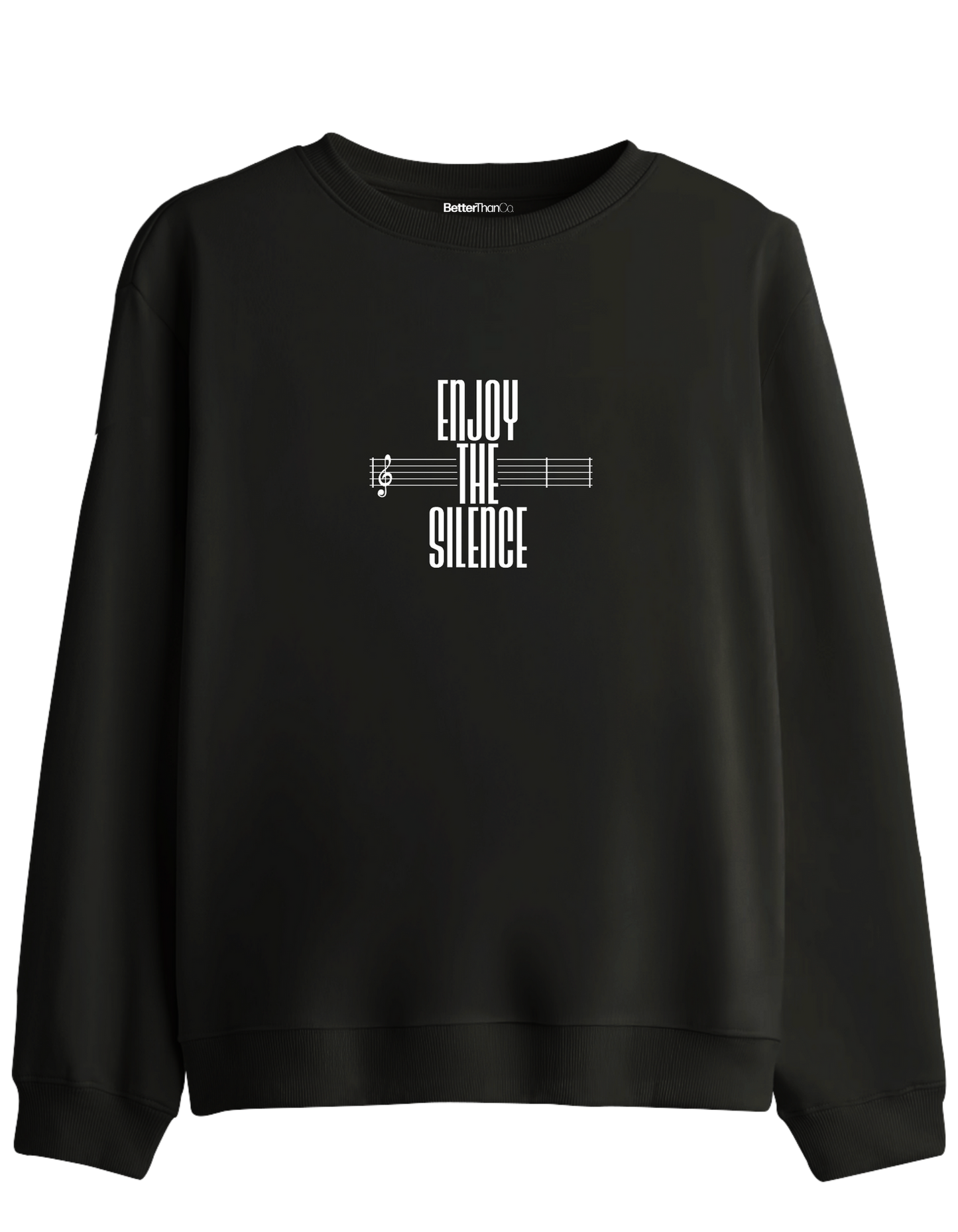 Enjoy The Silence Baskılı Bisiklet Yaka Sweatshirt