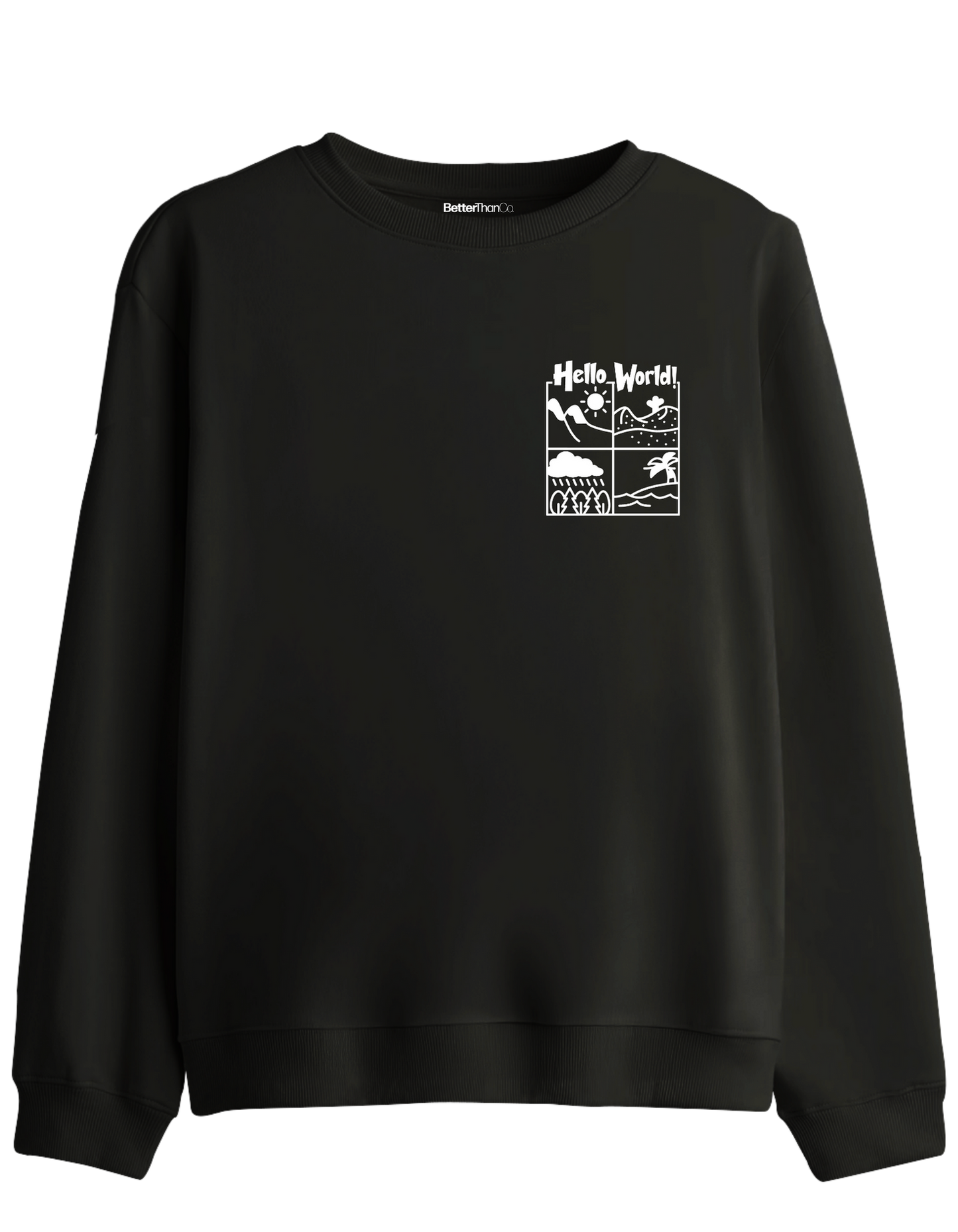 Hello World Baskılı Bisiklet Yaka Sweatshirt